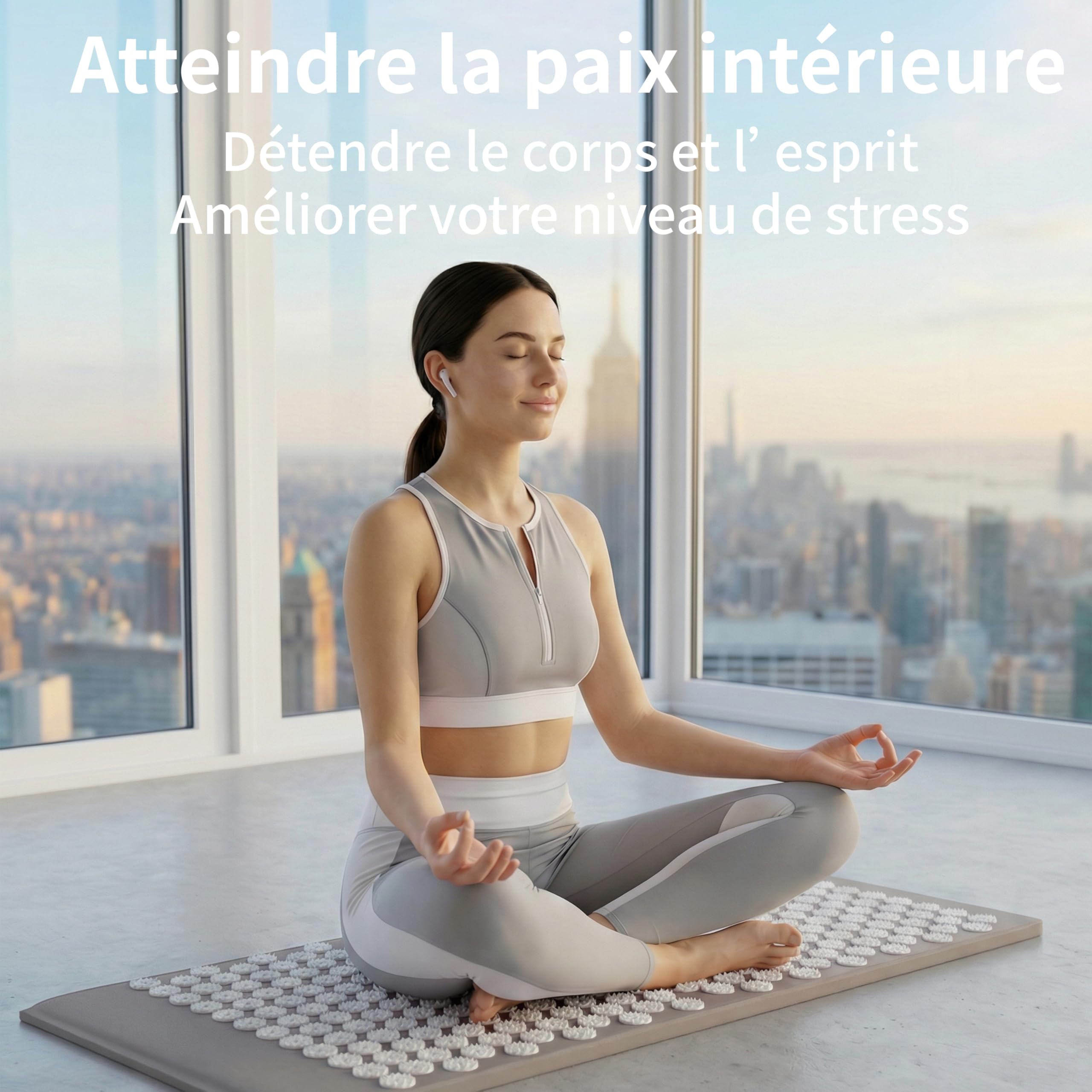 Kit d'acupression, Tapis d'Acupression + Coussin + Boule de Massage, Mal De Dos - Relaxation et Traitement de la Douleur, Soulage douleurs Dos et Cou (Gris)