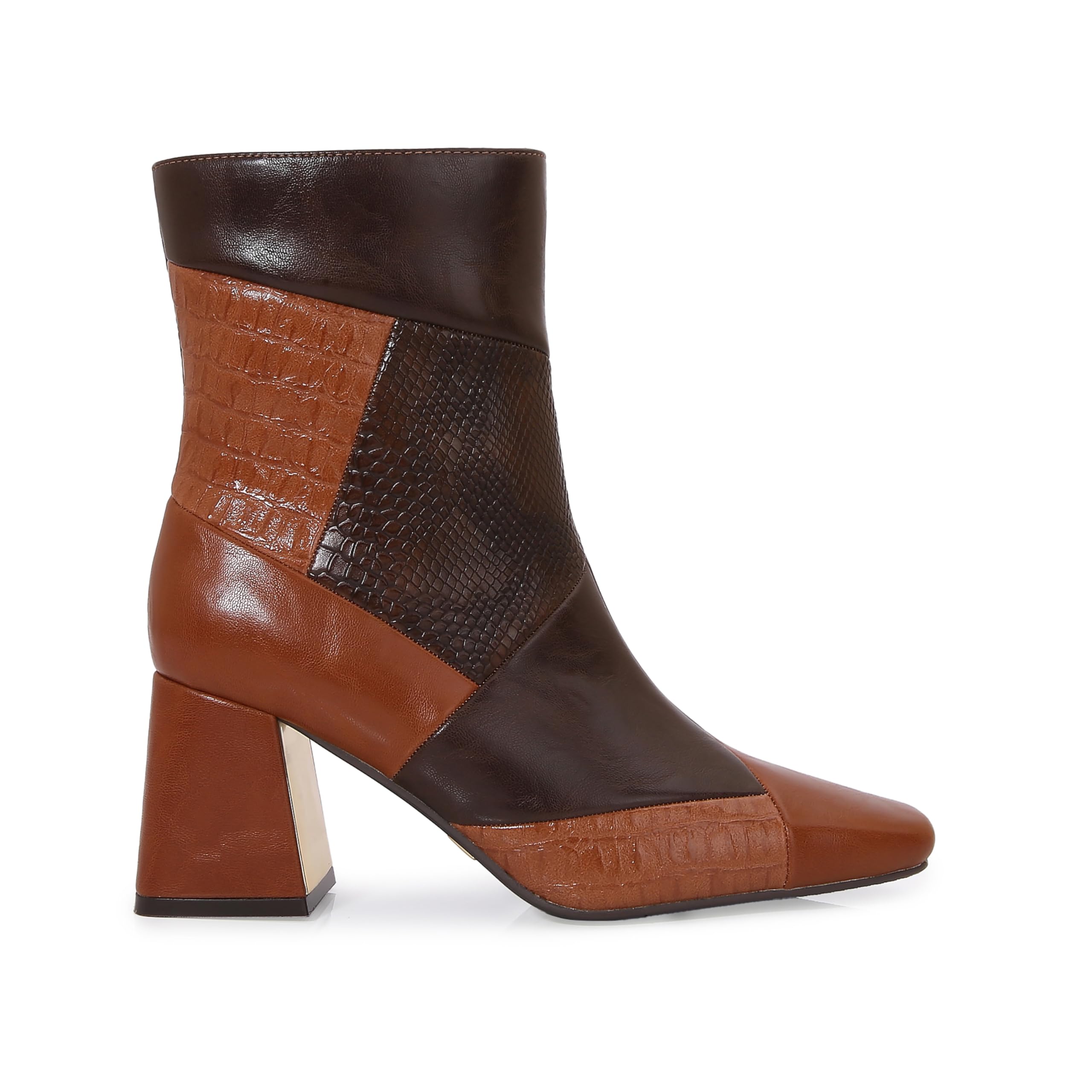 Ninety Union Leah Womens Bootie Square Toe and Block Heel Boots High Ankle Boots with Inside Zipper