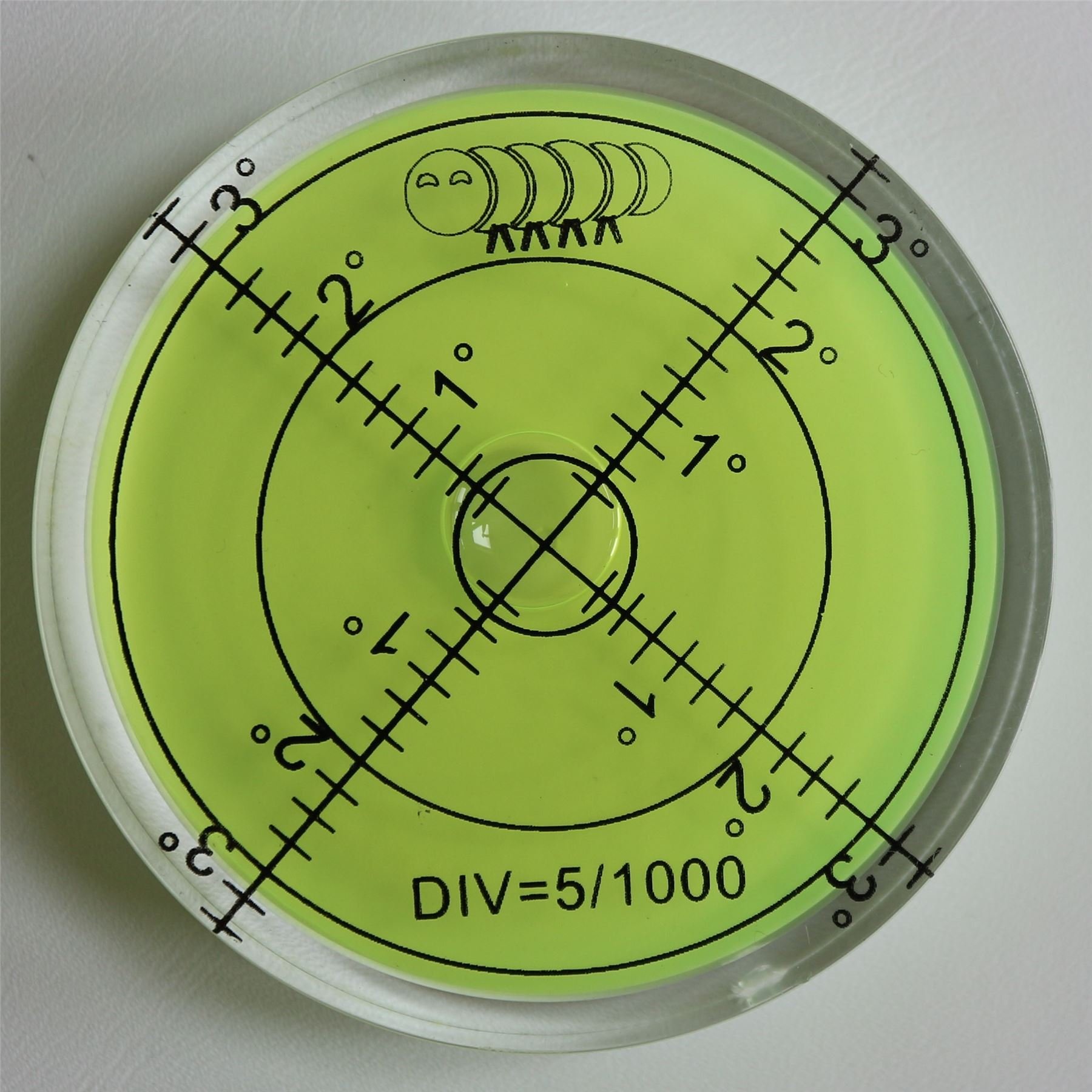 Acrylic Large Spirit Bubble Level (Green aqueous) 60mm Diameter, Degrees - Acrylic Housing, Surface Level, Bulls Eye Bullseye Vial Round -Perfect for Tripod and More