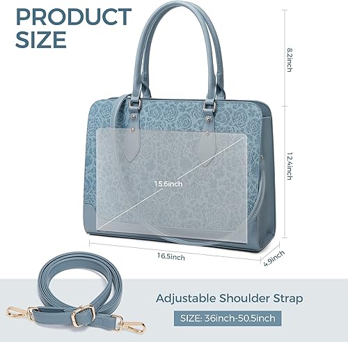 Miniatura 2 de Bolsa para laptop para mujer, bolsa de trabajo de 15.6 pulgadas para mujer, bolsa de cuero para computadora, impermeable, maletín profesional, bolsa