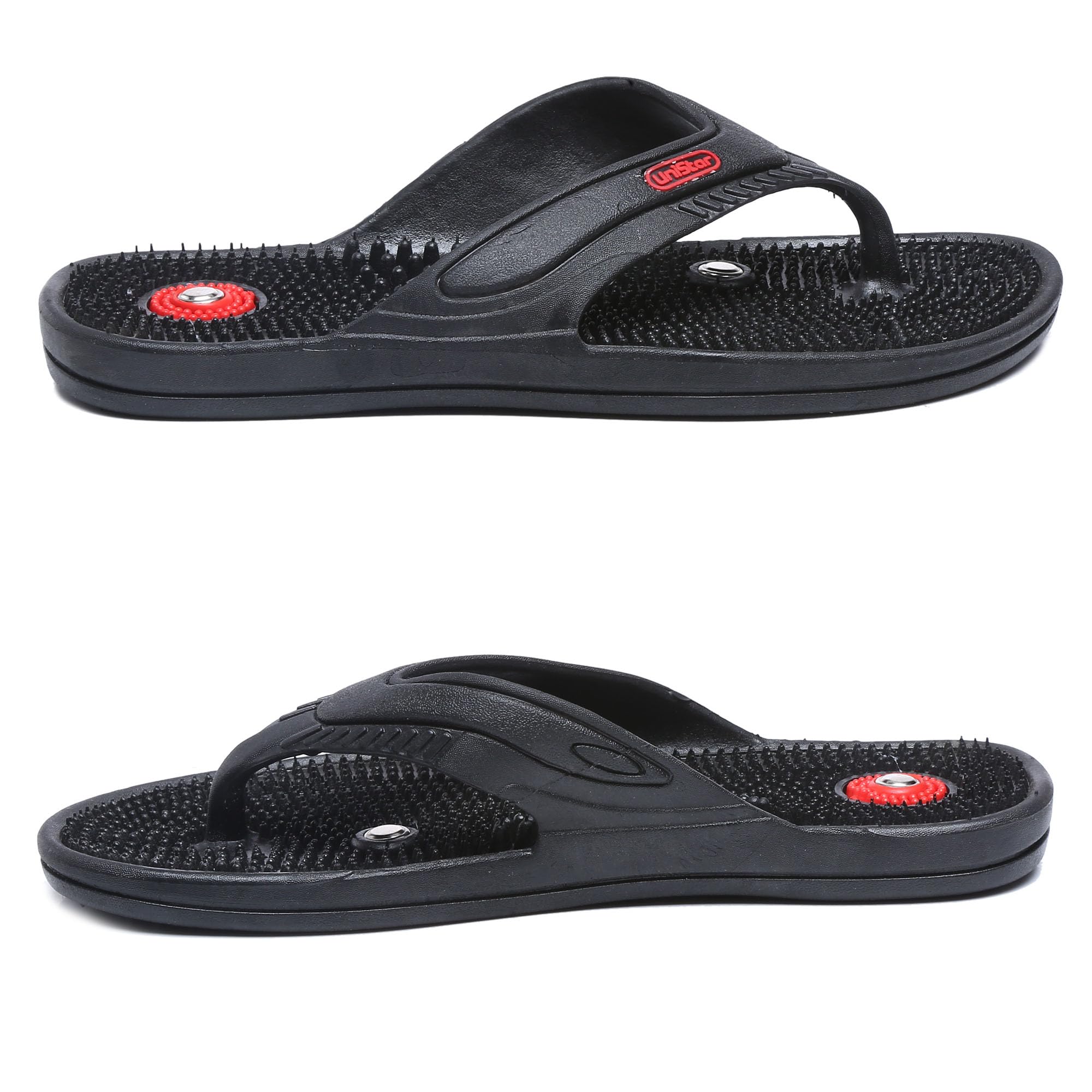 Unistar Acupressure Slippers - Boost Blood Circulation and Relieve Pain | Orthopedic Flip-Flops | For Men's & Women's (Black). 3