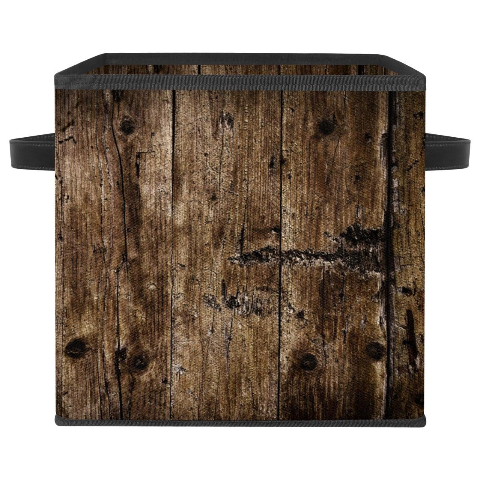 Boîte de rangement pliable haut de gamme aspect vieux bois foncé et rustique
