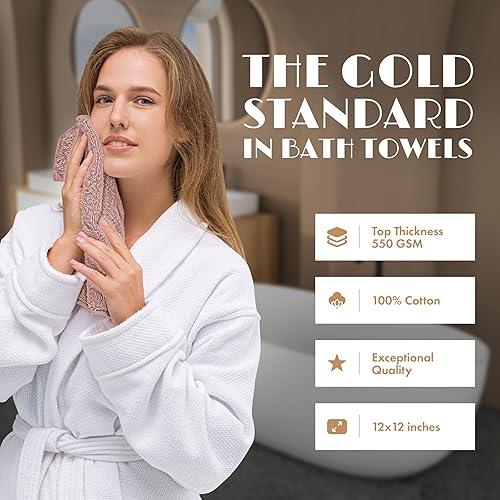 Miniatura 47 de White Classic Wealuxe - Toallas de mano de algodón, suaves y ligeras, 16 x 27 pulgadas, paquete de 12 unidades, multicolor