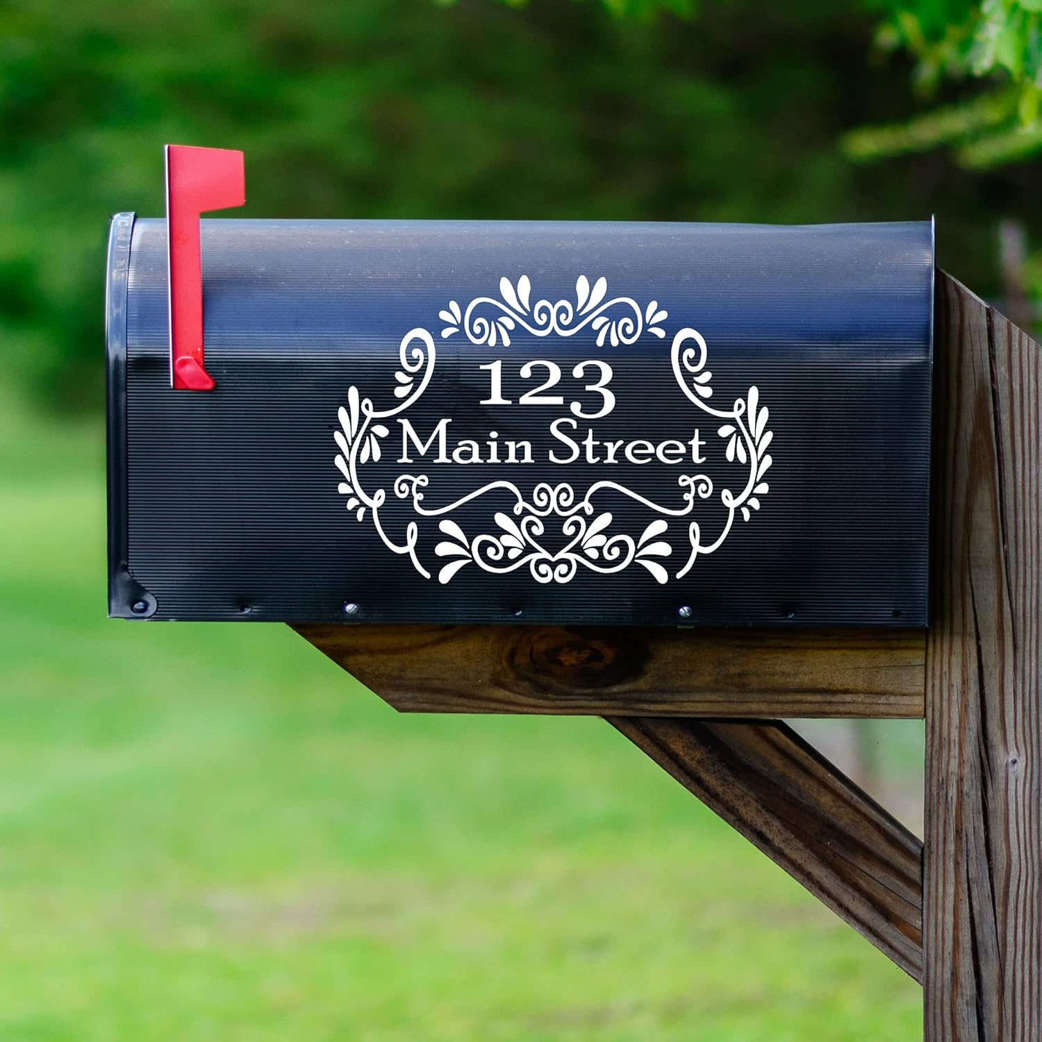 VWAQ Custom Vinyl Mailbox Address Decals Personalized Stickers Street Address - CMB8 (White)