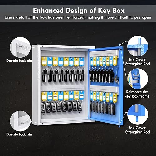 Miniatura 3 de DiDiHere Caja de 32 cerraduras de llaves, organizador de gabinete de llaves, soporte de pared para guardar llaves, hotel, llaves de coche y casa,