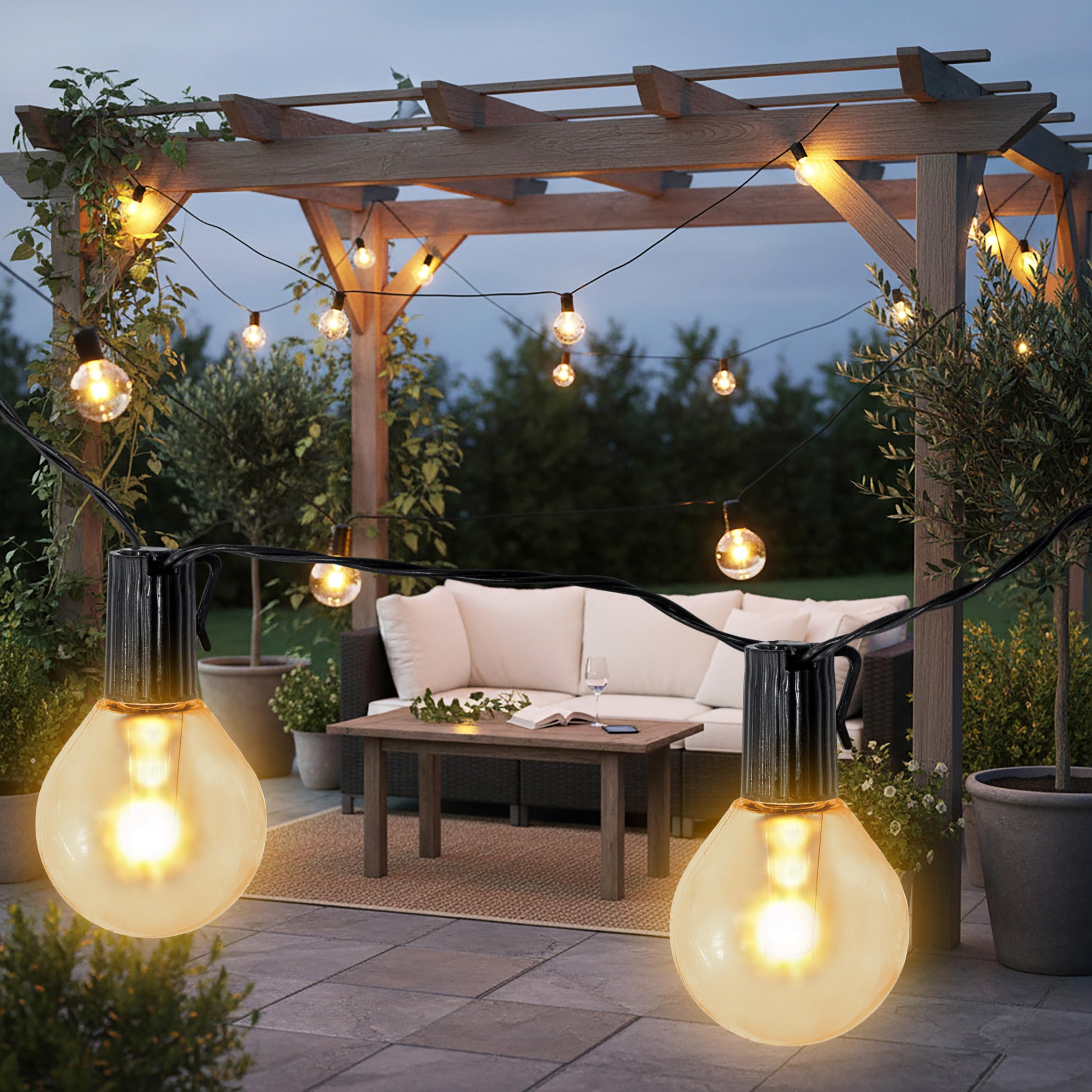 Spetebo LED Solar Lichterkette – LED Glühbirnen auf 570 cm, warmweiß, transparente Lampen
