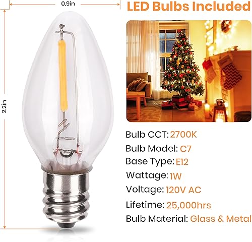 Miniatura 2 de 2 juegos de cable de accesorios con 2 bombillas LED C7, cable de lámpara de sal de 5 pies de repuesto con enchufes de interruptor de