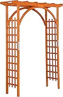 Yaheetech 85in Wooden Garden Arch Arbor Trellis - Rustic Fir Wood for Climbing Plants, Outdoor Yard Patio Entrance, Brown
