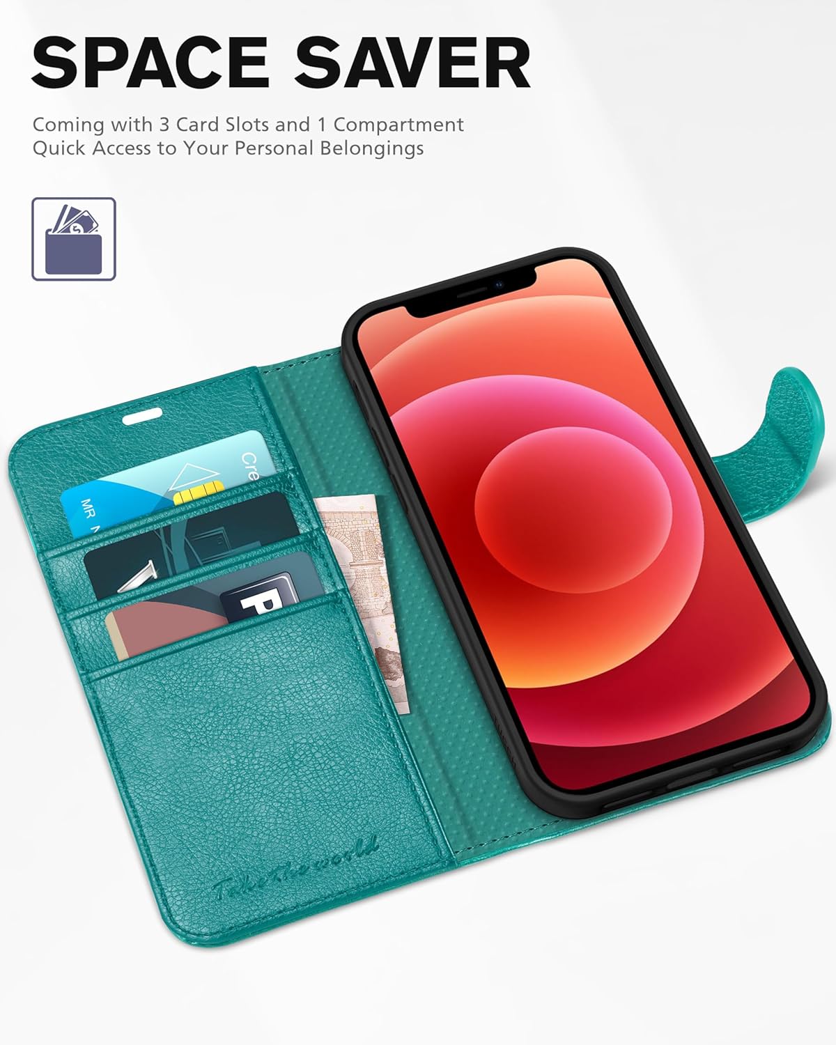 TUCCH Case for iPhone 12, Shockproof Wallet Case [RFID Blocking ] Card Holder, Synthetic Leather Cover Stand Full Protection Compatible with iPhone 12/12 Pro (6.1 Inch, 2020) – Cyan