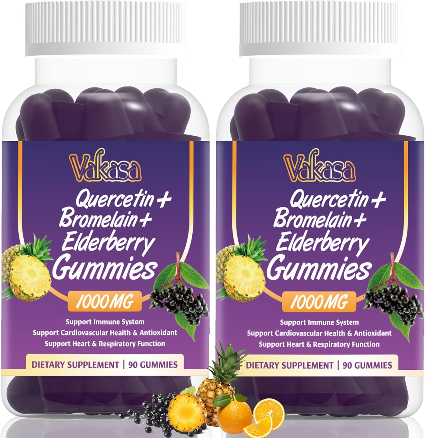 Quercetin Gummies with Bromelain, Quercetin 1000mg with