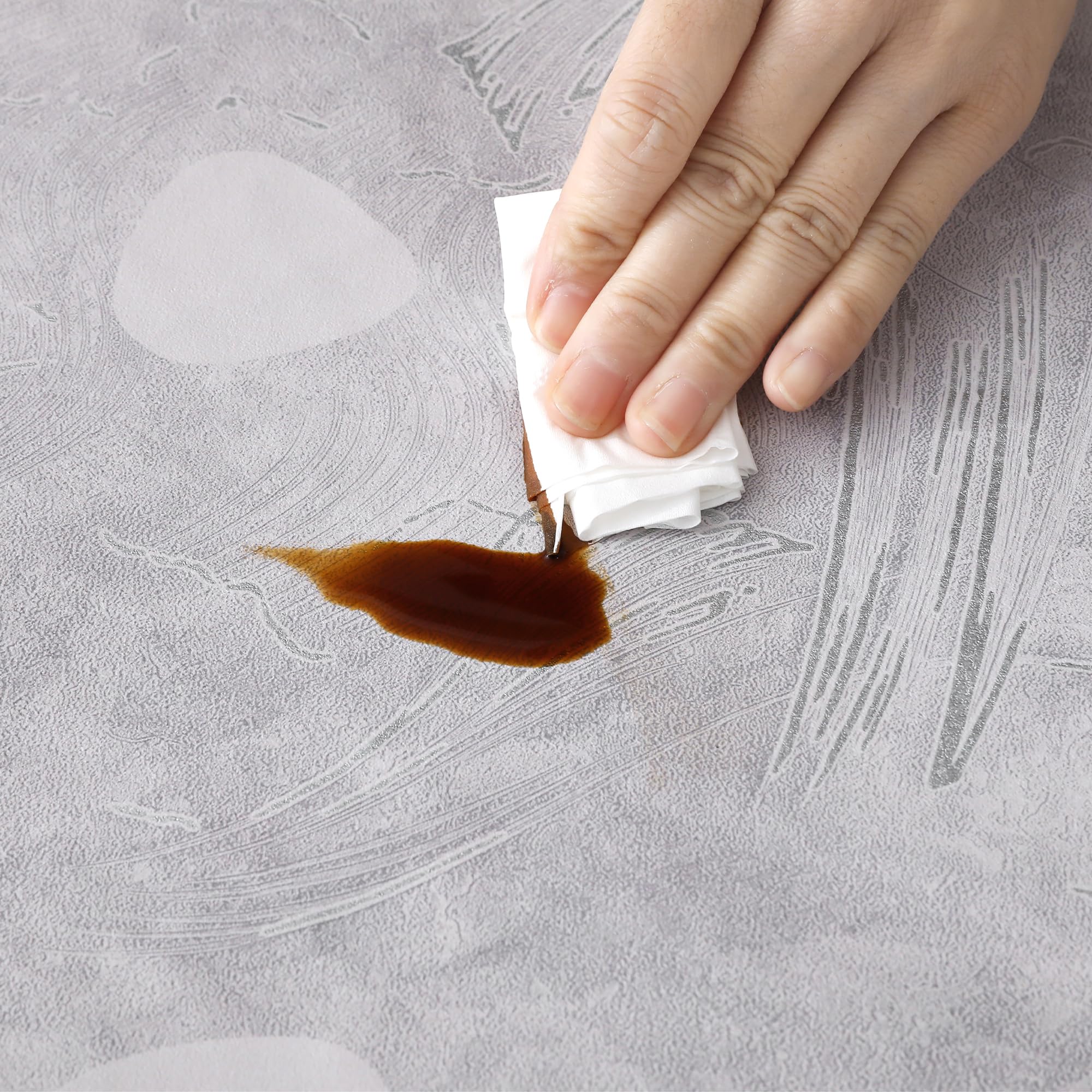 Rayapot Tovaglia Plastificata Rettangolare 140×220cm,Tovaglie in Plastica PVC Lavabile Impermeabile e Antimacchia,Facile da Pulire,Copritavolo per Cucina e sala da Pranzo-Piume Grigie