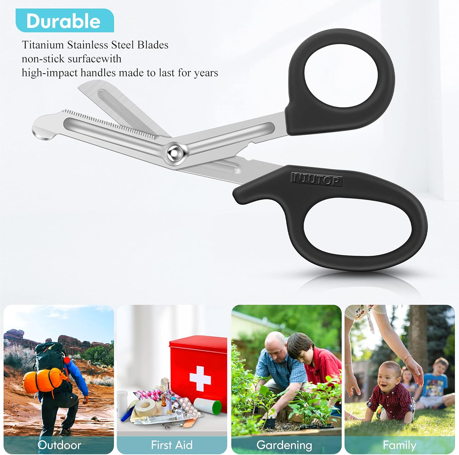 Trauma Shears, Medical Scissors 3-Pack, Premium Bandage Scissors for Nurses, 7.5" Nursing Scissors, Surgical Scissors, Nurse Scissors, Emergency First Aid Scissors, EMT Shears (Black, Aqua Sky, Grey) : Industrial & Scientific