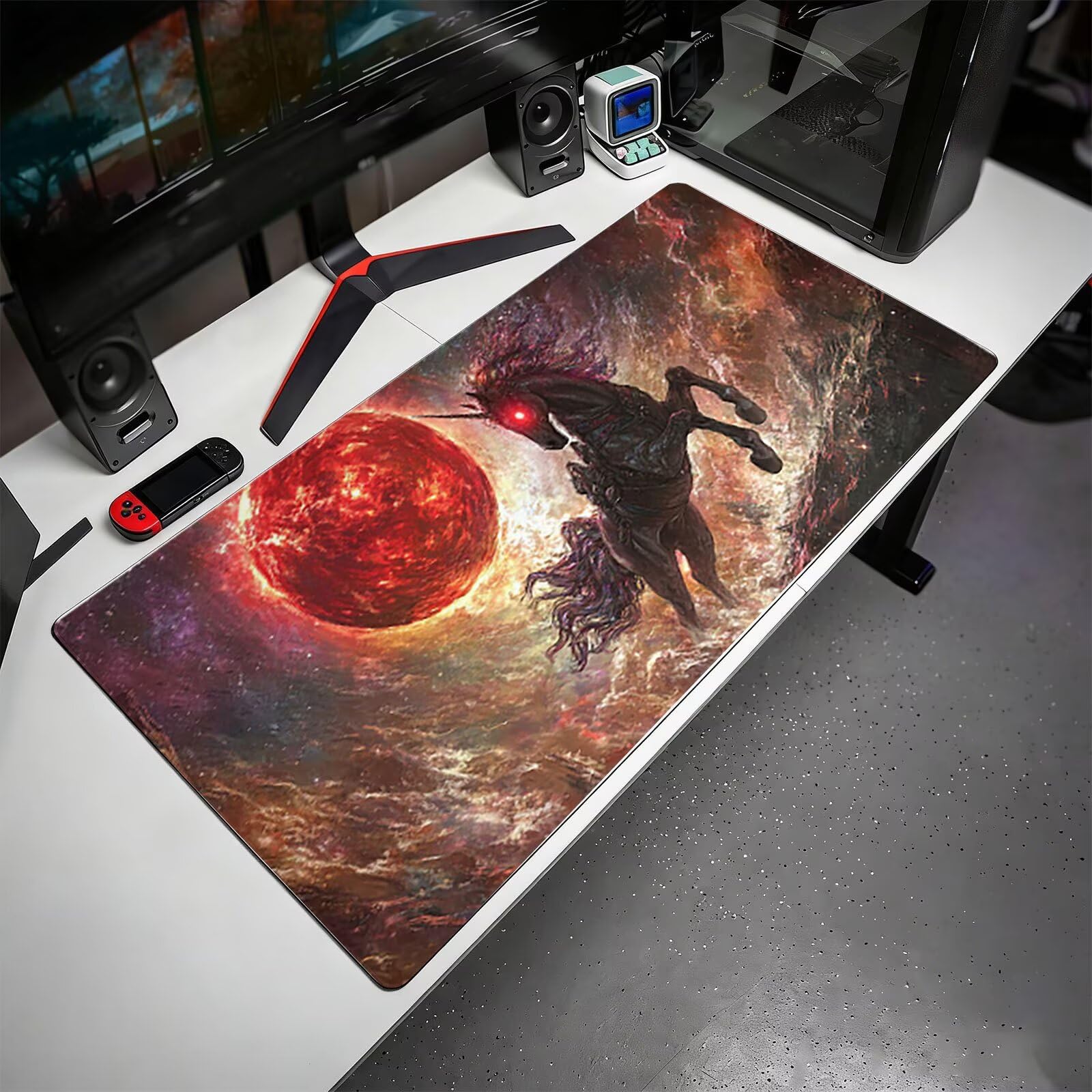 Tappetino Mouse XXL, 70x140cmx3mm Mouse Pad Impermeabile Grand, Gaming Tappetino Per Mouse, Base Antiscivolo in Gomma, Accessori Scrivania, Ufficio Accessori, Cavallo Fantasy JX6B-536