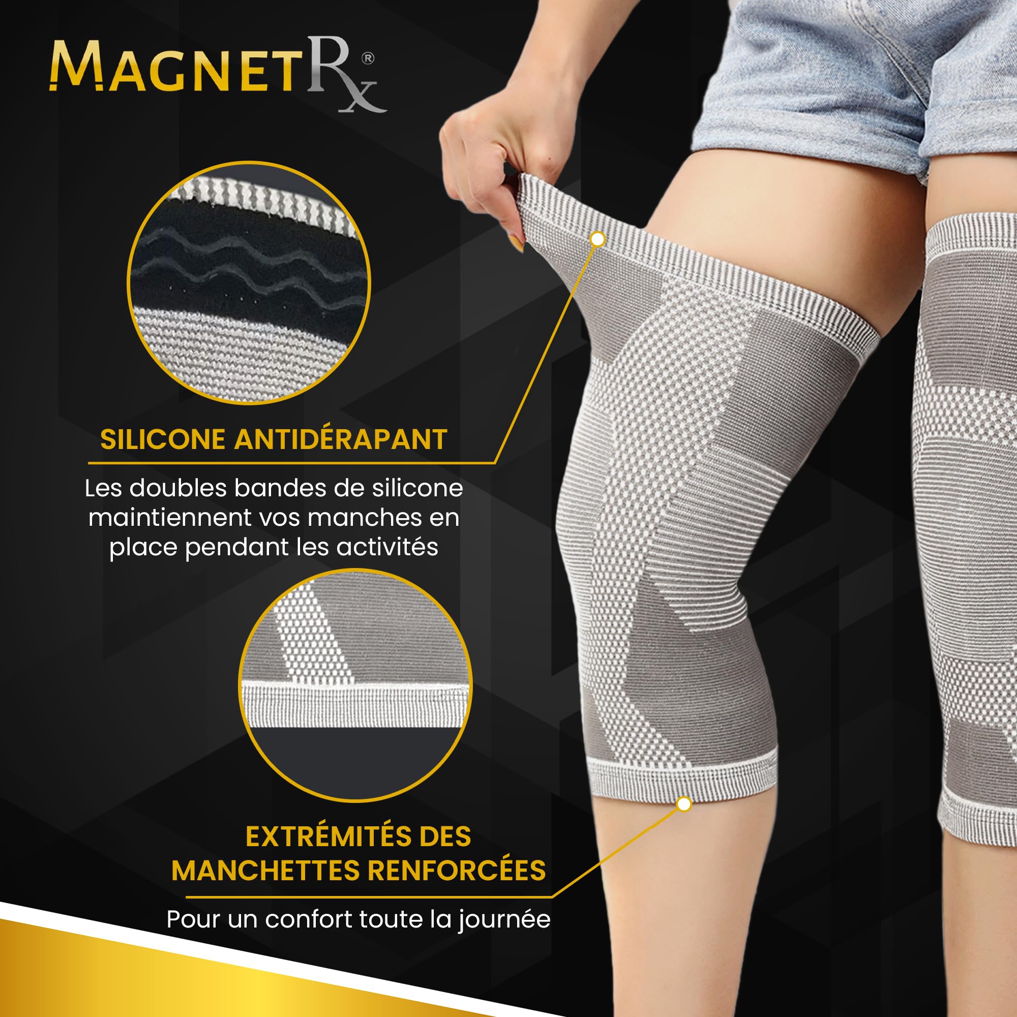 Genouillères MagnetRX Lot De 2 - Compression Avec Aimants Pour Sport Et Confort