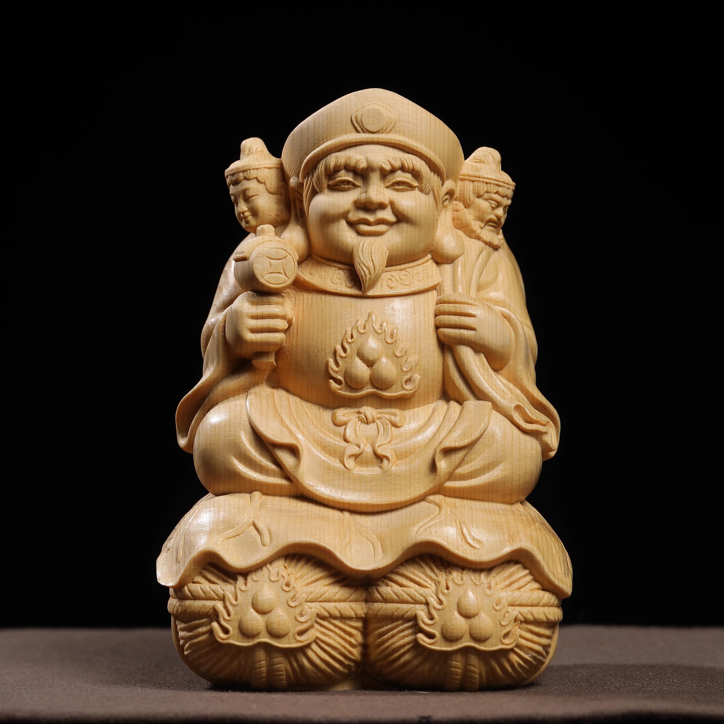 大黒天　新品　美品　仏像　木彫　商売繁盛　柘植　開運 Amazon｜【手彫り木製】三面大黒天像 10cm 柘植製 【開運招福・商売