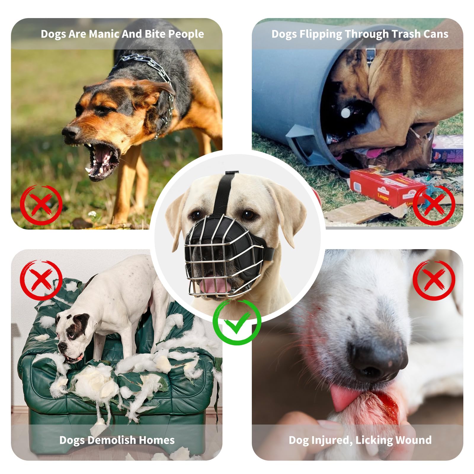 PETCUTE Muselière pour Chien Métal,Museliere Anti Aboiement Anti-Morsure,Muselière Panier en Métal pour Chiens avec Sangles Réglables,Durable,Museliere pour Petits, Moyens Et Grands Chiens,M