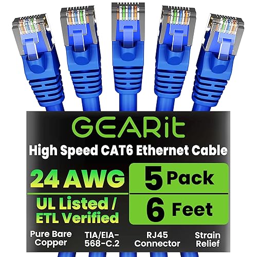 Miniatura 49 de GearIT cable Ethernet de 0.5 pies Cat6 - Cable para computadora a red LAN, color negro, Negro Negro -,Azul,Gris,Rojo