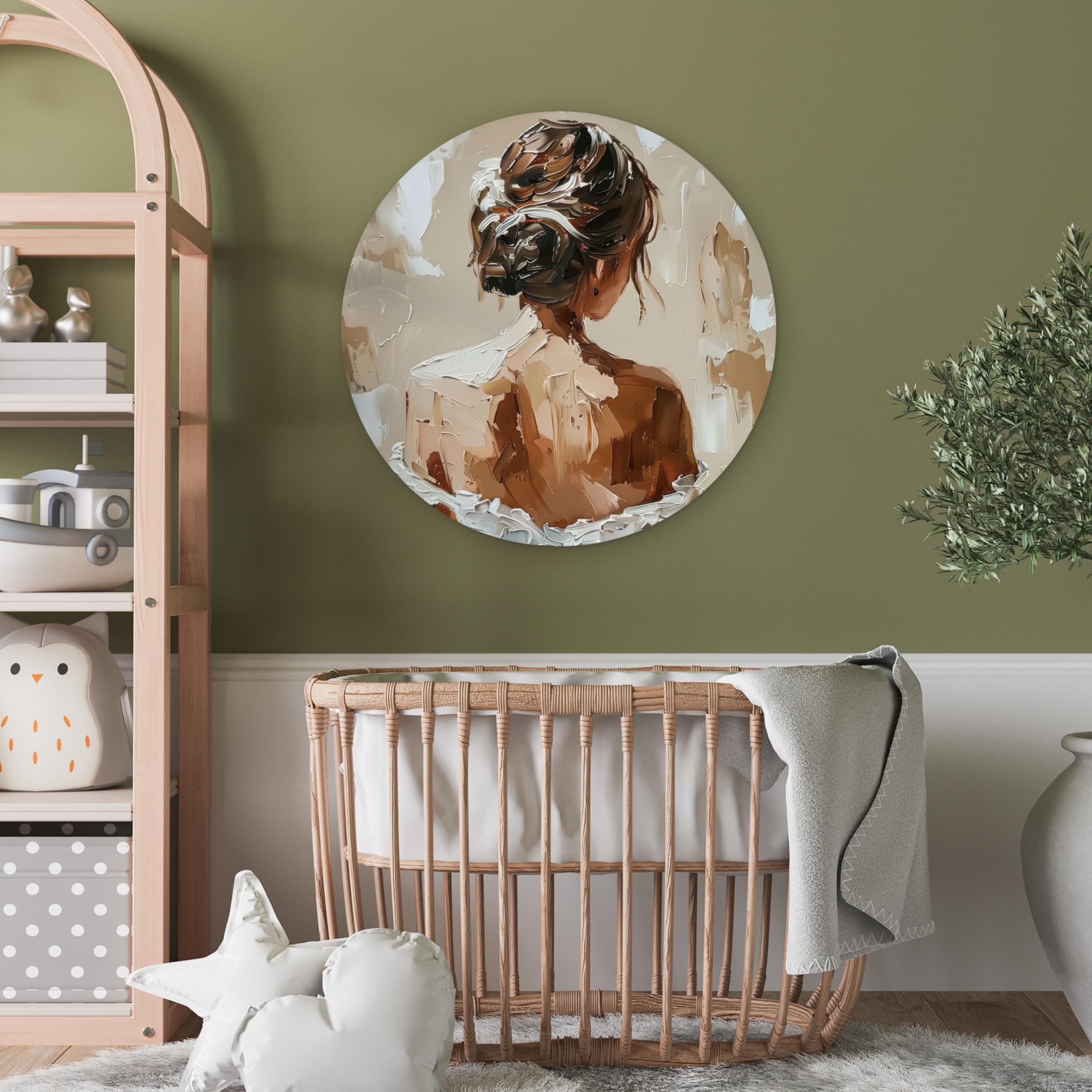 MuchoWow© Wandkreis Ø60 cm Home Decorations Wand Deko Wall Wohnzimmer Schlafzimmer Küchen Kinderzimmer Badezimmer Wanddeko Dekoration Bedroom Frau - Farbe - Abstrakt - Beige - Modern