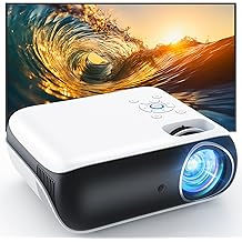 HAPPRUN Native 1080P Bluetooth Mini Projector, Full HD Portable Outdoor Movie Projector with Built-in Speaker, Compatible with Smartphone, HDMI, USB, AV, Fire Stick, PS5 for Home, Bedroom, Outdoor Use