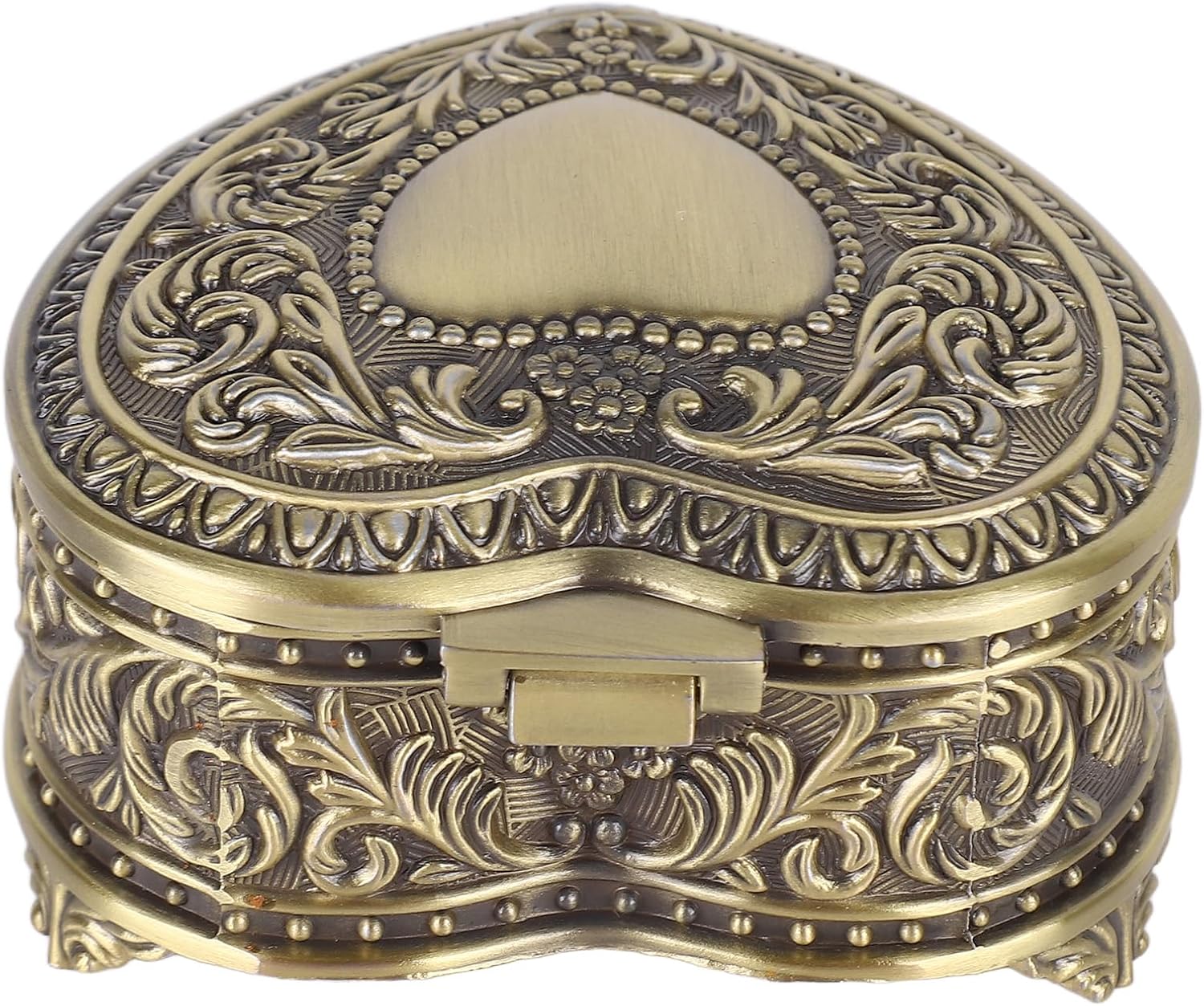 Pssopp Bronze Vintage Heart Jewelry Box, Ring Small Trinket Jewellery Storage Organiser Christmas Gift Vintage Heart Shaped Storage Box for Women Gifts - Image 7
