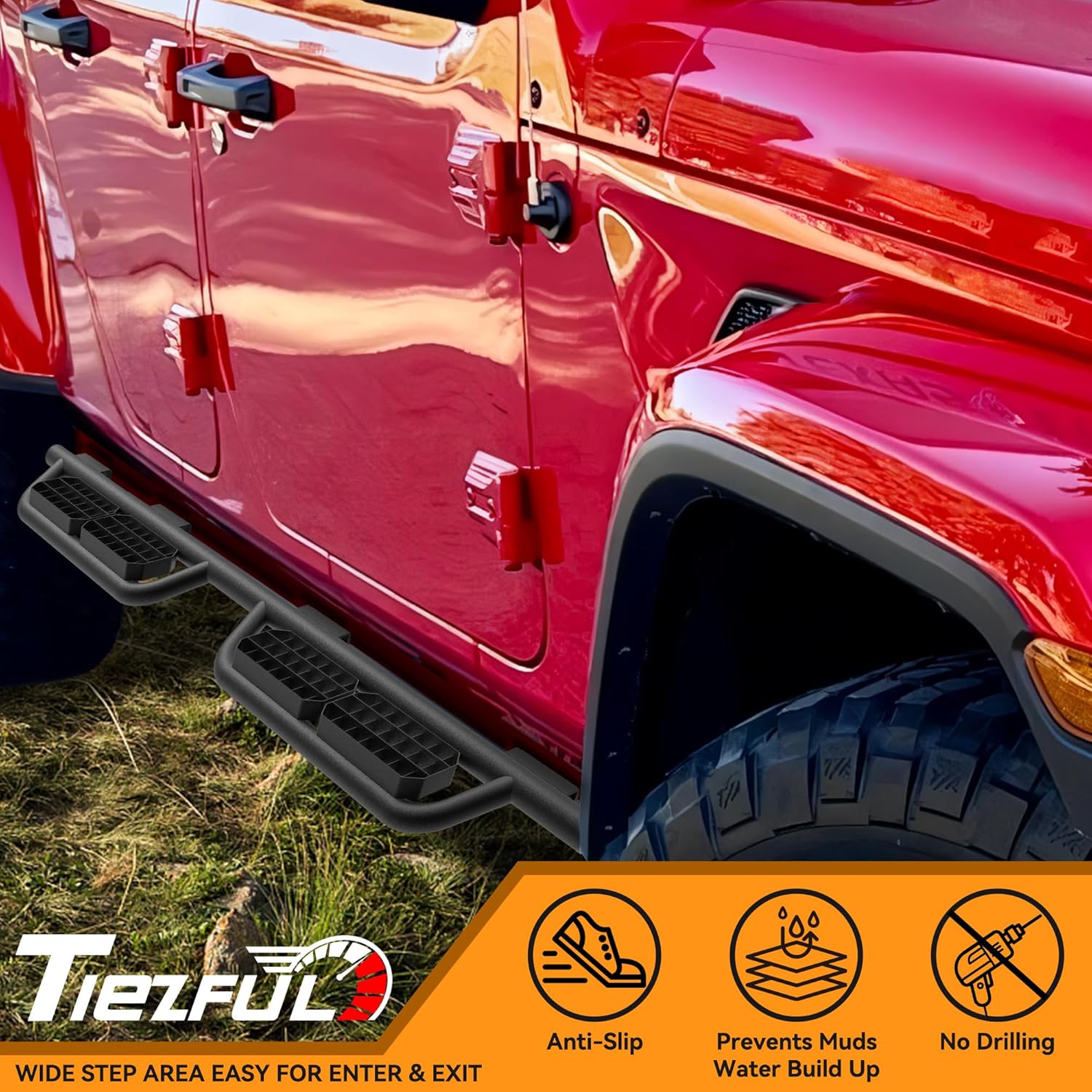 Running Boards Side Steps Fit for Toyota Tundra CrewMax Cab 2022-2025 2026 (4 Full-Size Door), Anti-Slip Hollowed-Out Side Steps Nerf Bars Carbon Steel Step Bars Rock Sliders