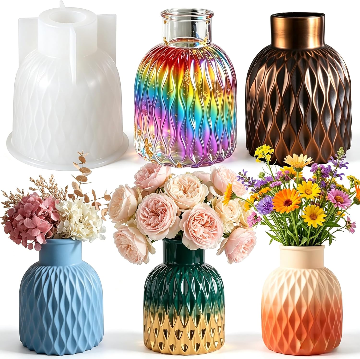 3D Water Ripple Vase Silicone Mold for Epoxy Resin Casting Crafts