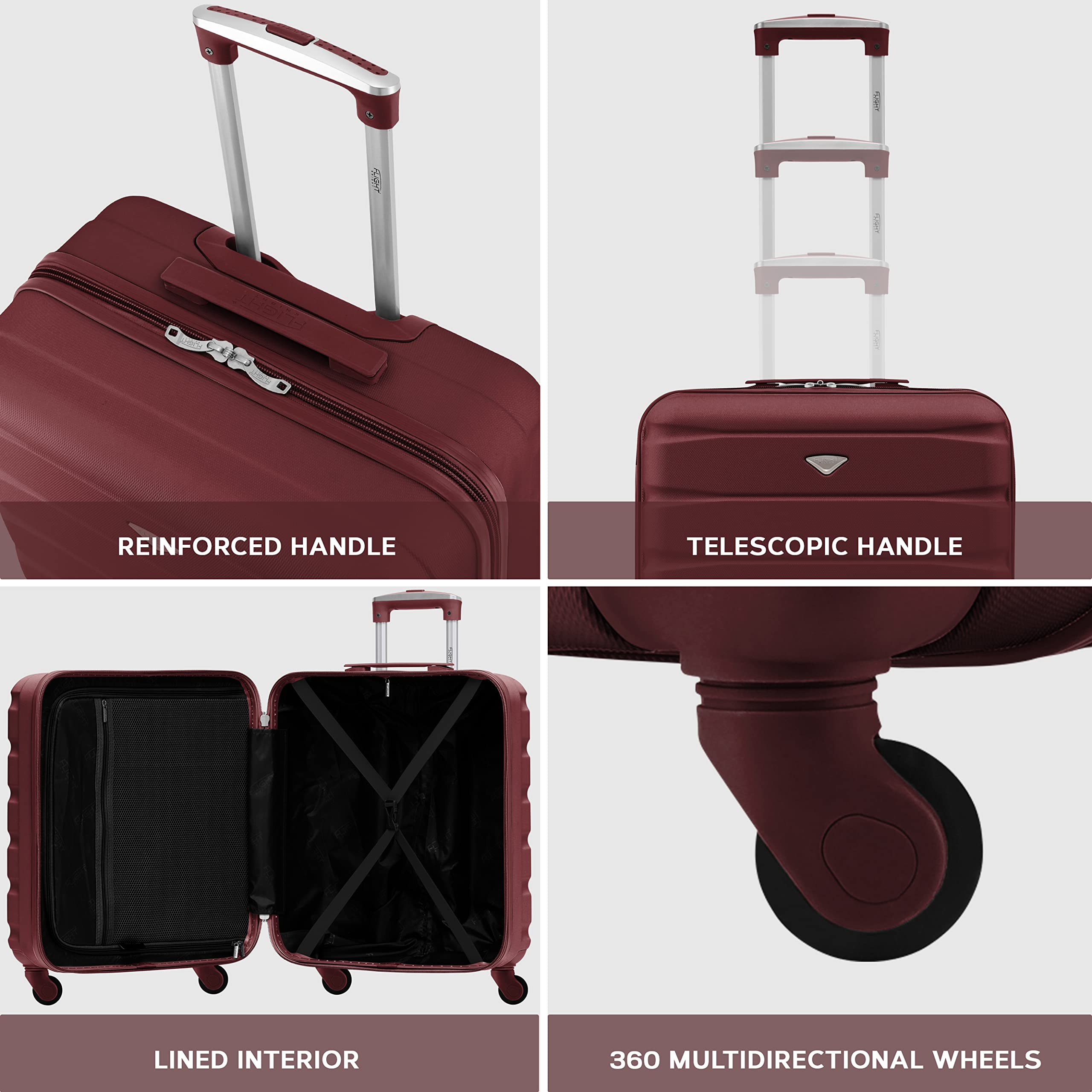 Flight Knight Set of 2 Lightweight 4 Wheel ABS Hard Case Suitcases Cabin Carry On Hand Luggage Approved for Airlines Including British Airways & Maximum Size for easyJet Large Cabin Bag 56x45x25cm — view 7
