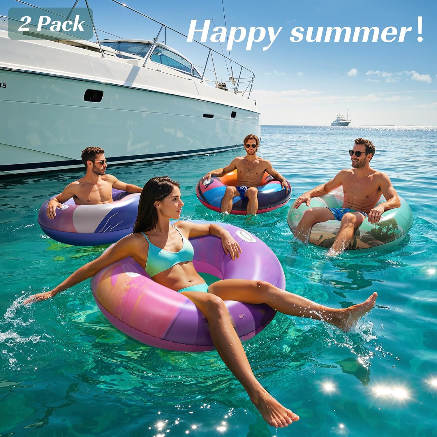 HeySplash Pool Floats, Pool Tubes for Adult, Inflatable Pool Floats Fun Pool Floaties for Swimming Pool Beach Lake River Party Decoration Toys