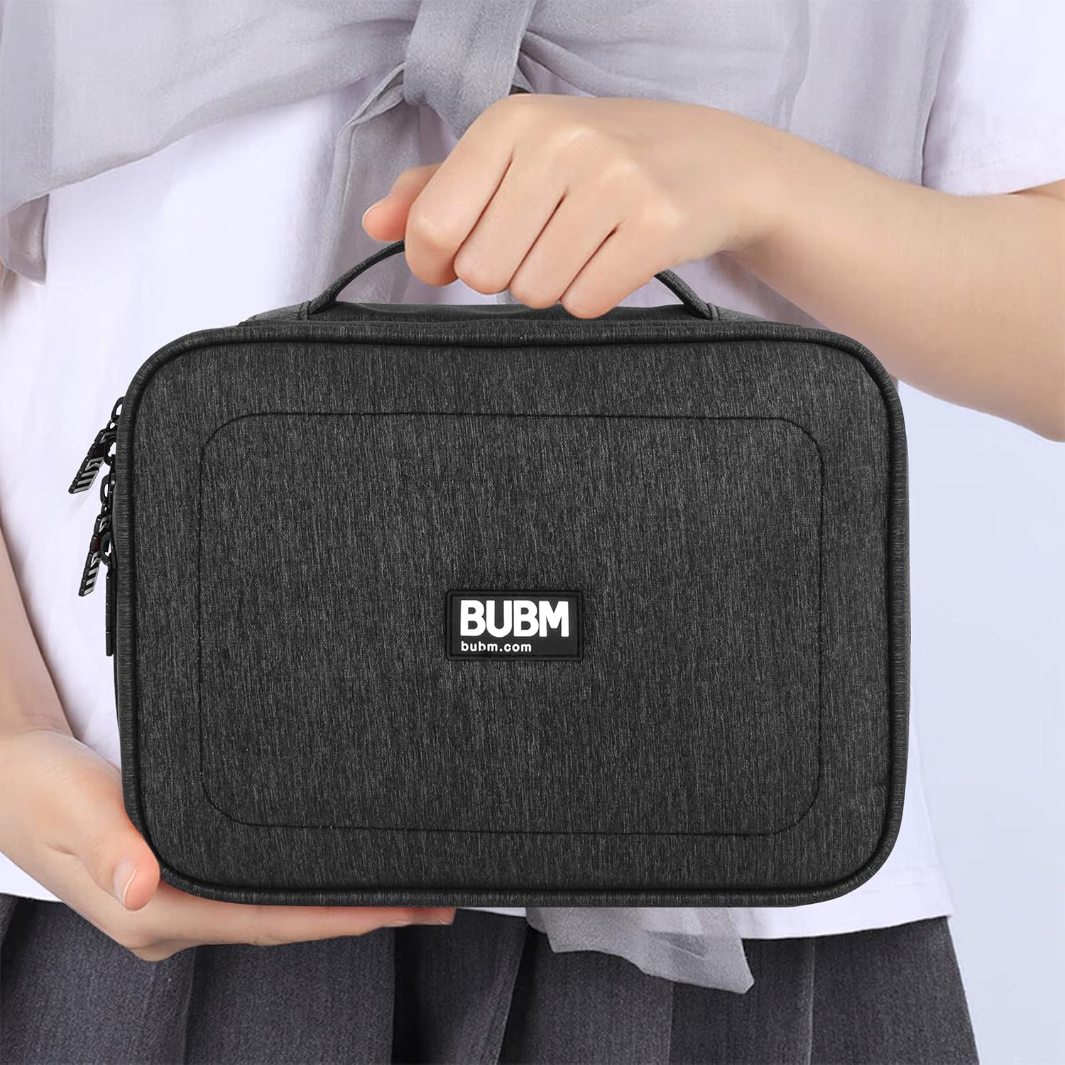 BUBM 9.7'' Waterproof Tablet Handbag Travel Gear Electronics Accessories Organizer Bag Camera Case Pouch (L,Black,9.7'')