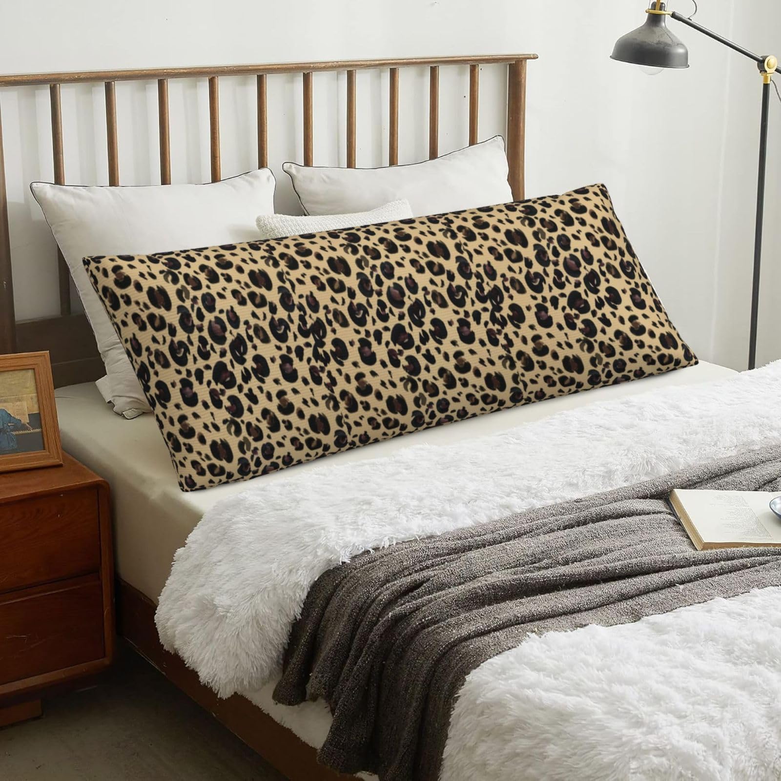 Watercolor Leopard, Body Pillow Cover with Zipper,Long Body Pillowcase 20 x 60 in
