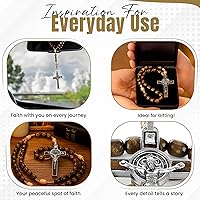 Vista 6 de SANCTUM VERITAS Catholic Rosary Necklace Large Bead Italian Rosary, Christian Prayer Beads for Car Mirror Decor, First Communion Religious Gift
