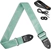 Amumu Flocked Velvet Guitar Strap with Microfiber Leather Ends - Guitar Accessories - Fits Acoustic, Bass, Electric Guitar -Mint Green