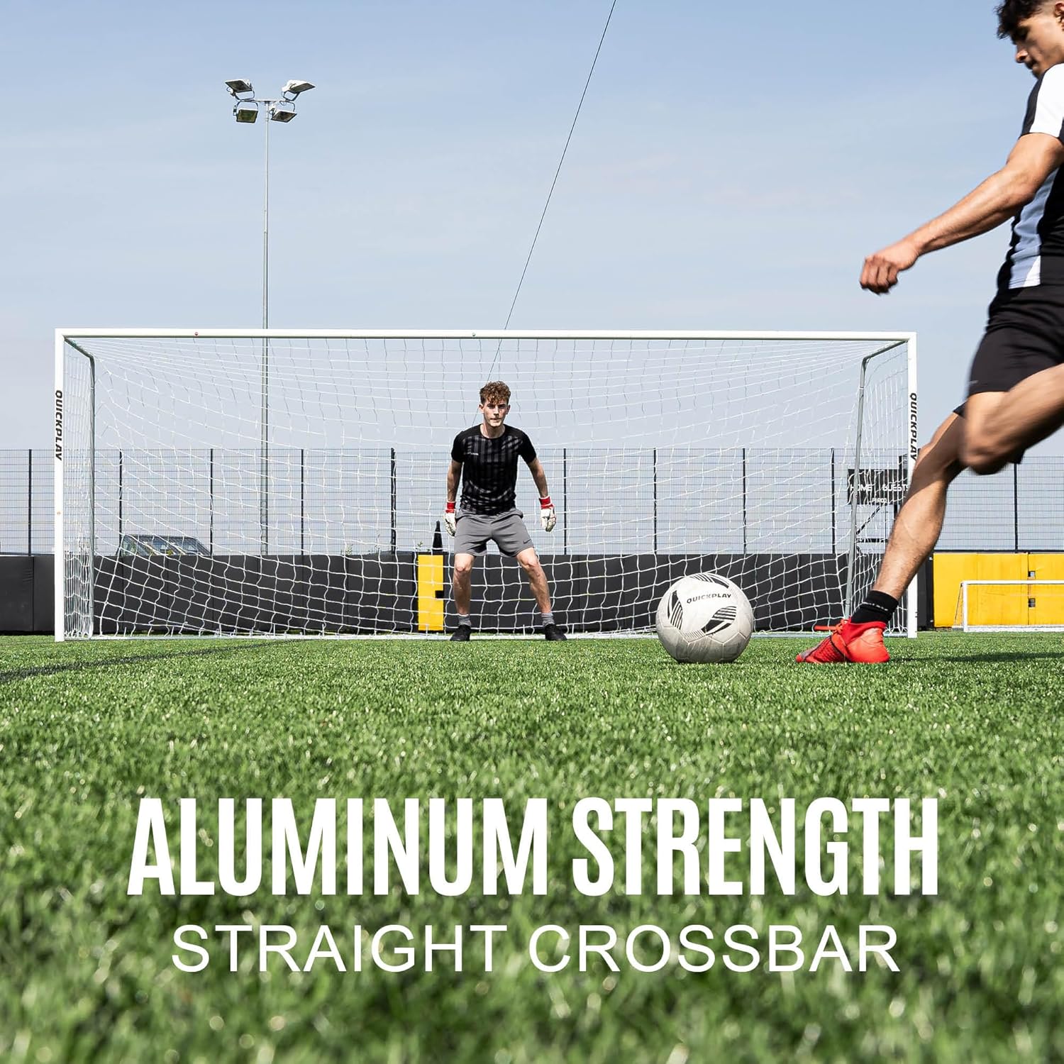 QuickPlay Pro Alu Match60 Portable Aluminum Soccer Goals for Backyard Training - Folding Soccer Goals with 3mm Net for Kids, Teams and Match Play