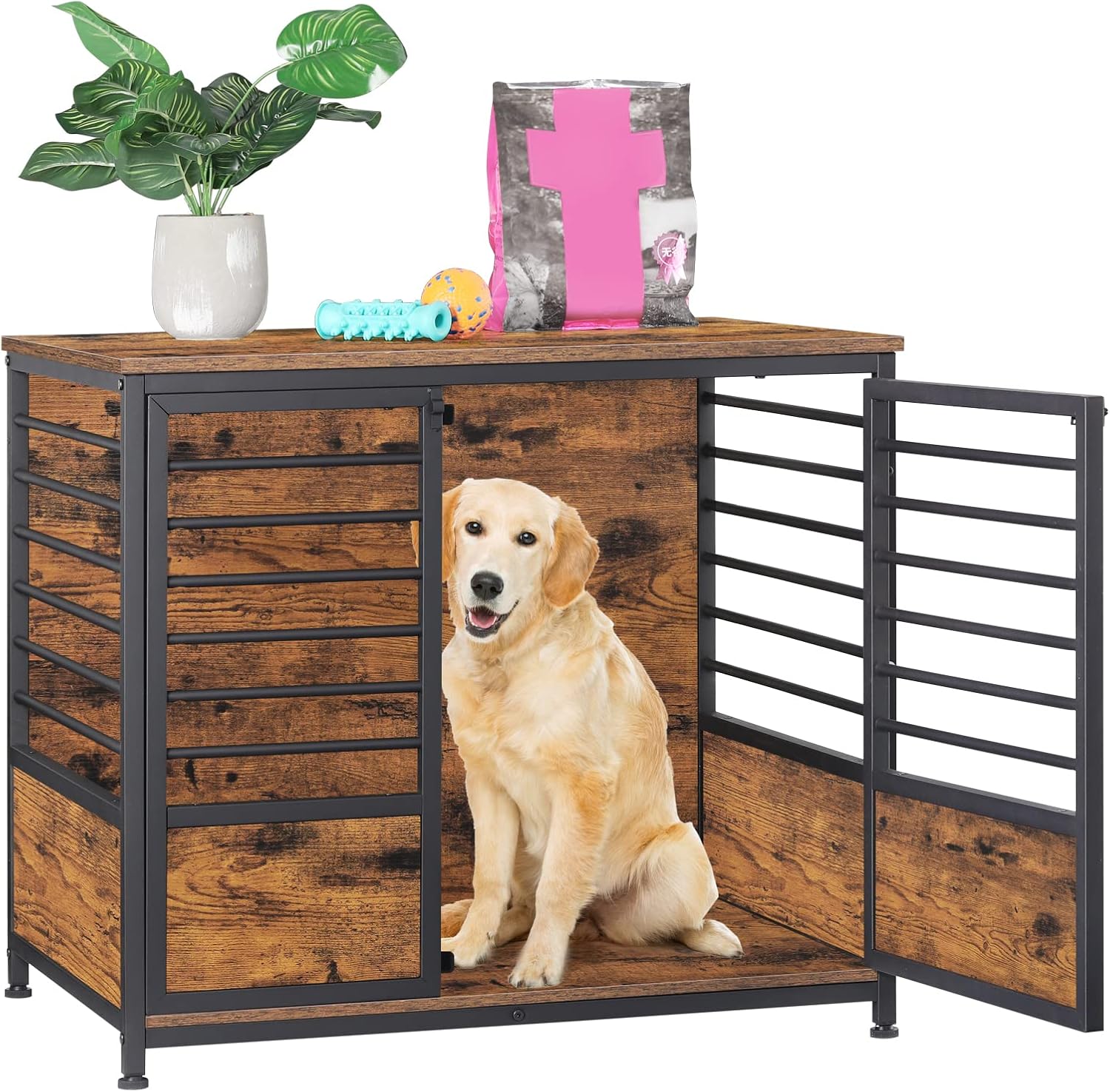 Dog Crate Furniture, Melos Wooden Heavy Duty Dog Cage Side
