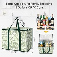 Vista 4 de BALEINE Paquete de 2 bolsas aisladas reutilizables para comestibles, bolsa enfriadora plegable para comestibles, bolsa aislante grande de alta