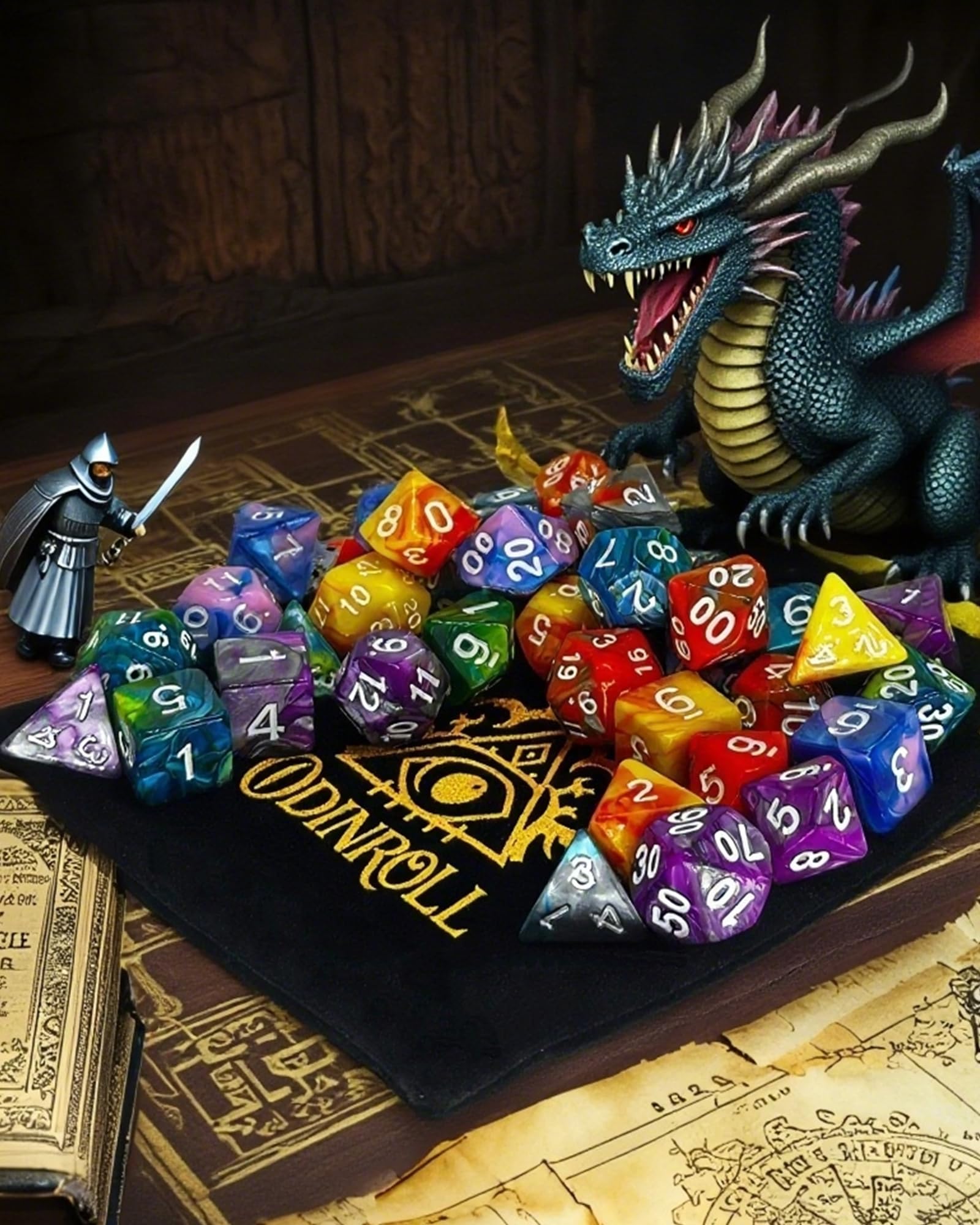 Jeu de Dés Polyédriques 42 Pièces 6 Sets Dés JDR D&D RPG MTG Jeux de Table avec Pochette