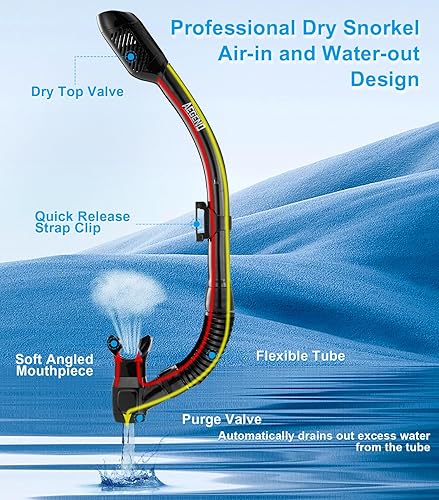Miniatura 3 de Aegend Equipo de esnórquel para adultos, juego de esnórquel seco vista panorámica mejorada con tecnología antifugas y antivaho. Correa ajustable