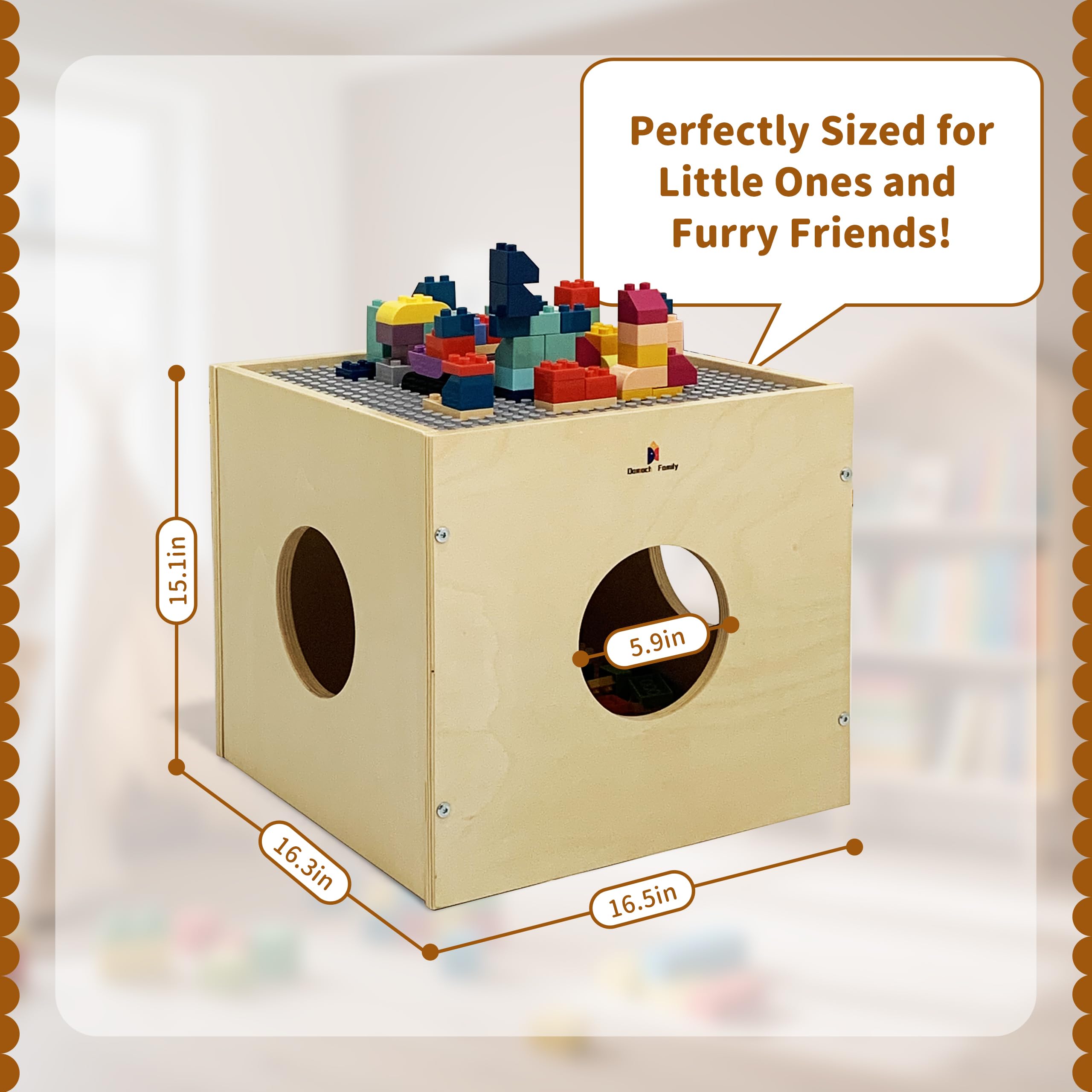 Wisdom Play Cube - Mesa Montessori 5 en 1 para juegos y actividades para niños, organizador de almacenamiento de caja de juguetes, bloques de construcción y placa base, escondite de 5