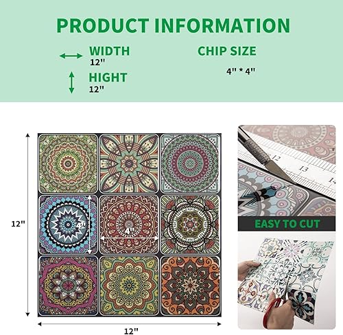 Vista 18 de LONGKING Adhesivos para azulejos en muro, pistacho y azulejos azules para cocina, adhesivos en azulejos de pared (10 hojas) Pistacho y Azul,Azul