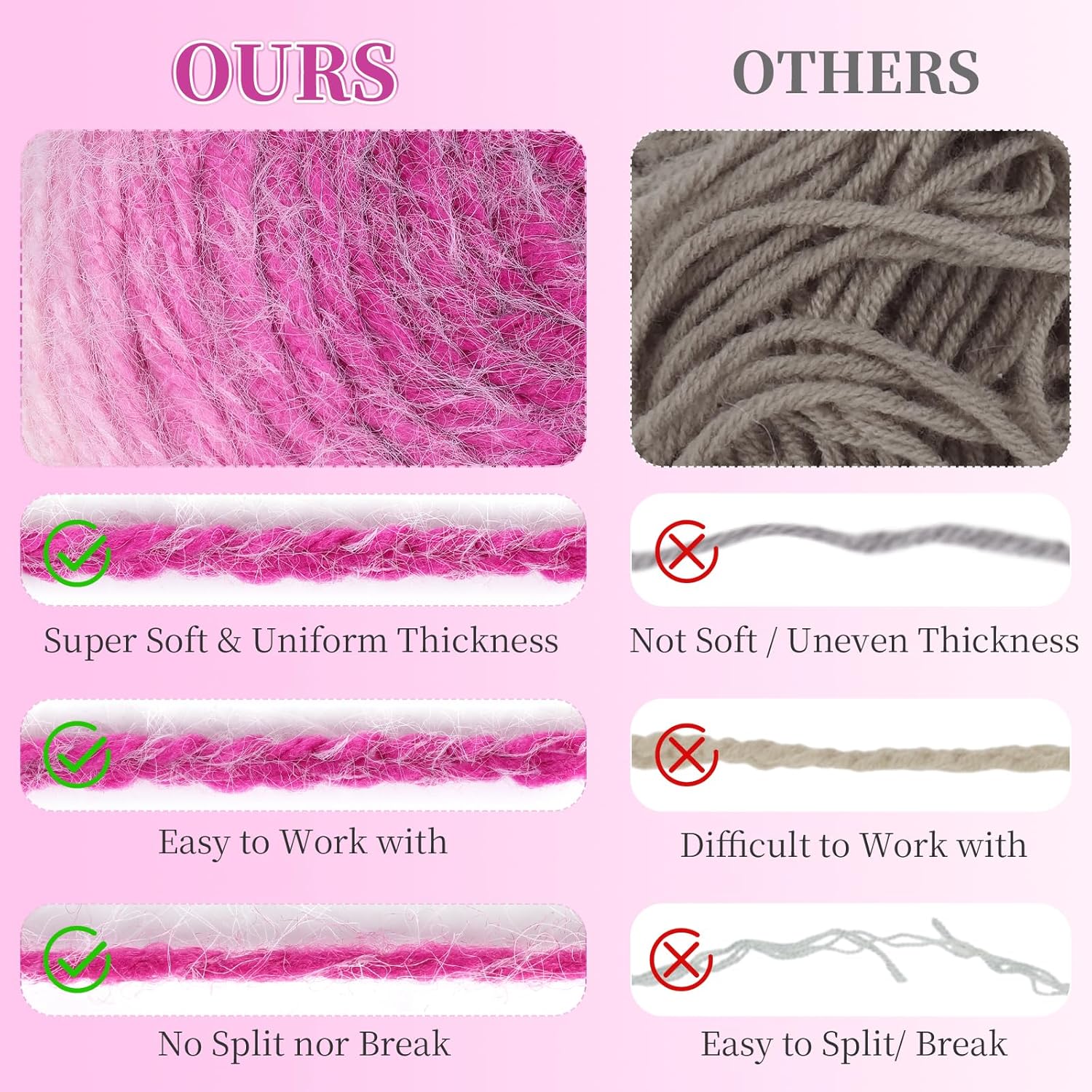 Aeelike Gradient Yarn for Crocheting, Soft Ombré Yarn with Vibrant Colors 4 x 190g (6.7 oz) 400m (437.5 Yards) for DIY Making Flower Bouquet Blanket Scarves Hat, Lotus Purple