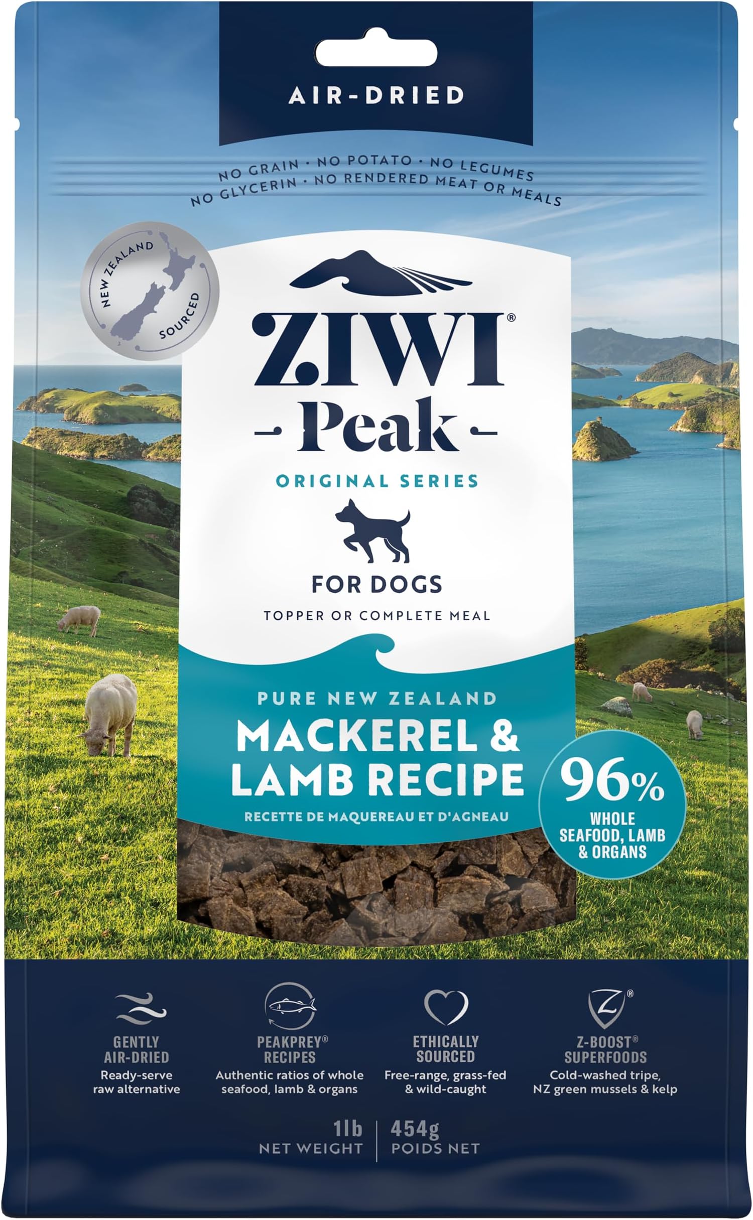 Peak Air Dried Dog - Dry Dog Food with Mackerel and Lamb - 454 G,All Life Stages