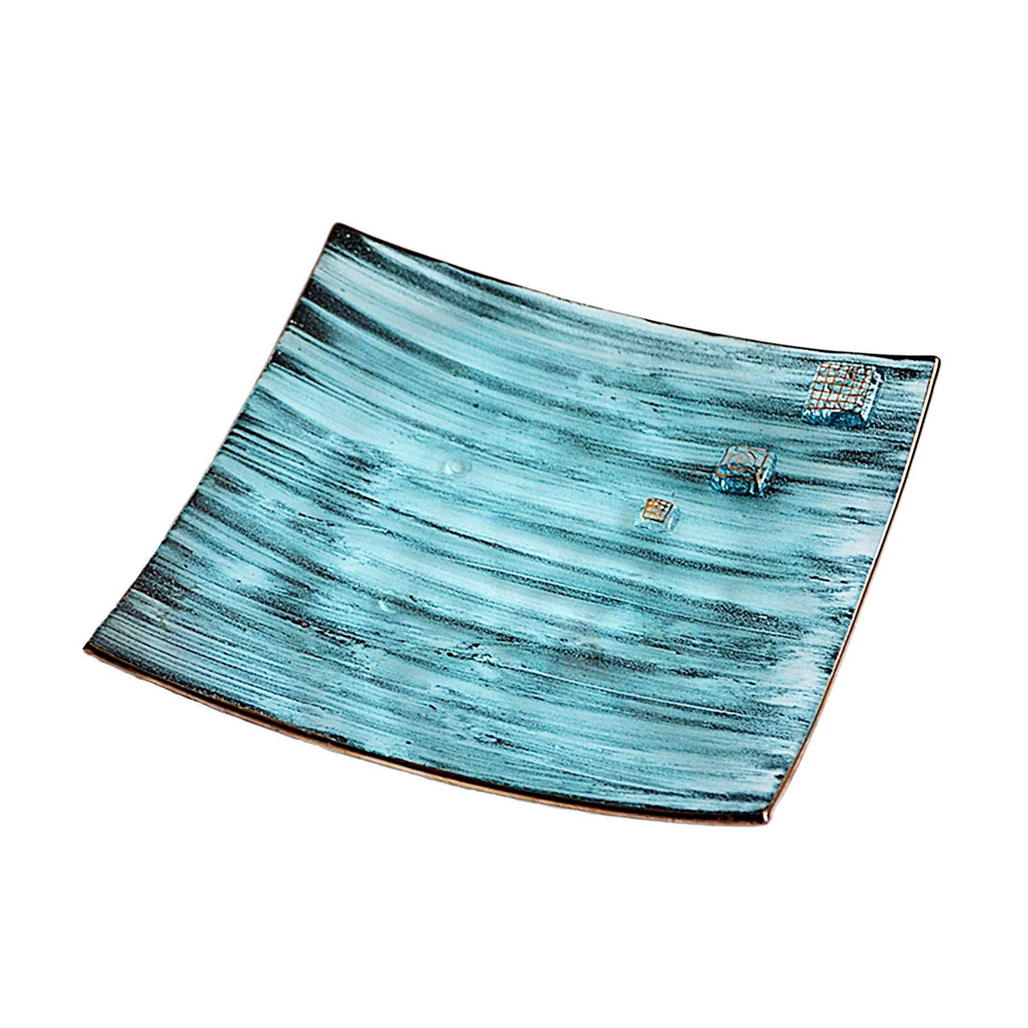 Glasschale • Grün • Böhmisches handbemaltes Glas mit Platin verziert • Original Design • Moderne Schale • Handmade in Europa • 20 cm