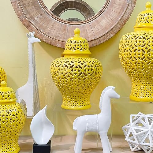 Miniatura 3 de Galt International Tarro de jengibre celosía de 19.5 pulgadas con tapa, impresionante decoración del hogar con intrincado trabajo de celosía