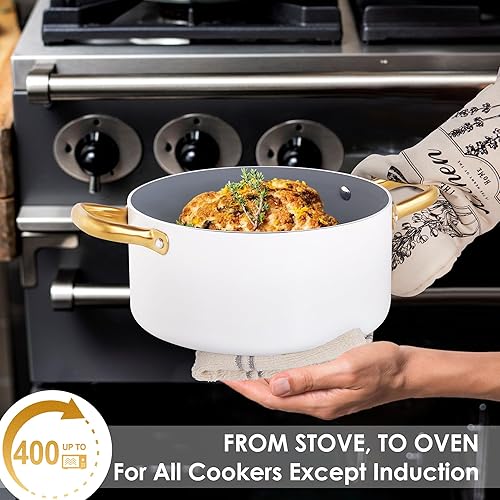 Miniatura 6 de Juego de ollas y sartenes antiadherentes, juego de utensilios de cocina de cerámica no tóxica, juegos de utensilios de cocina con utensilios de