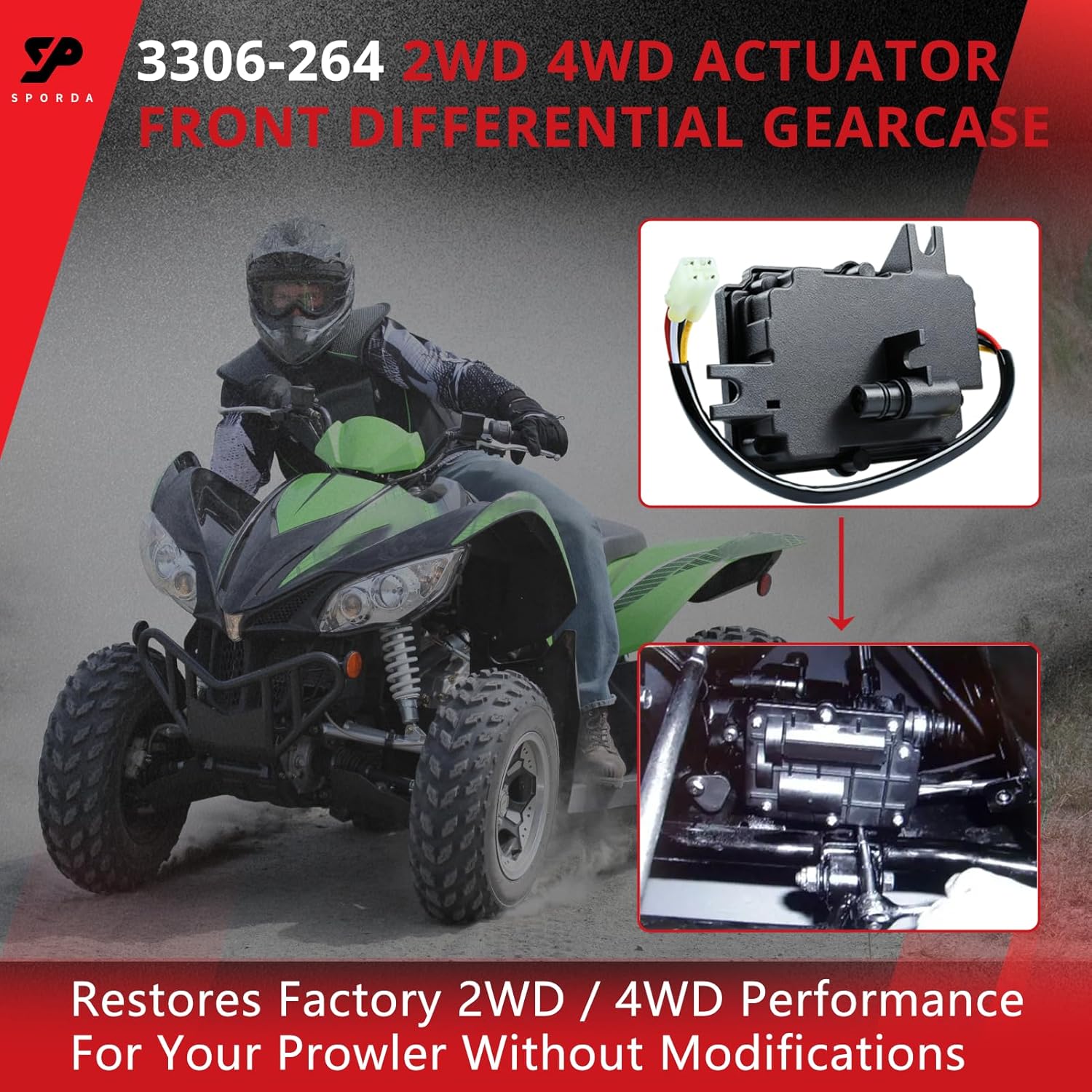 3306-264 2WD 4WD Actuator Front Differential Gearcase, fits for Arctic Cat Prowler 500 650 XT, replace 3306-264,0502-579 (3306-264)