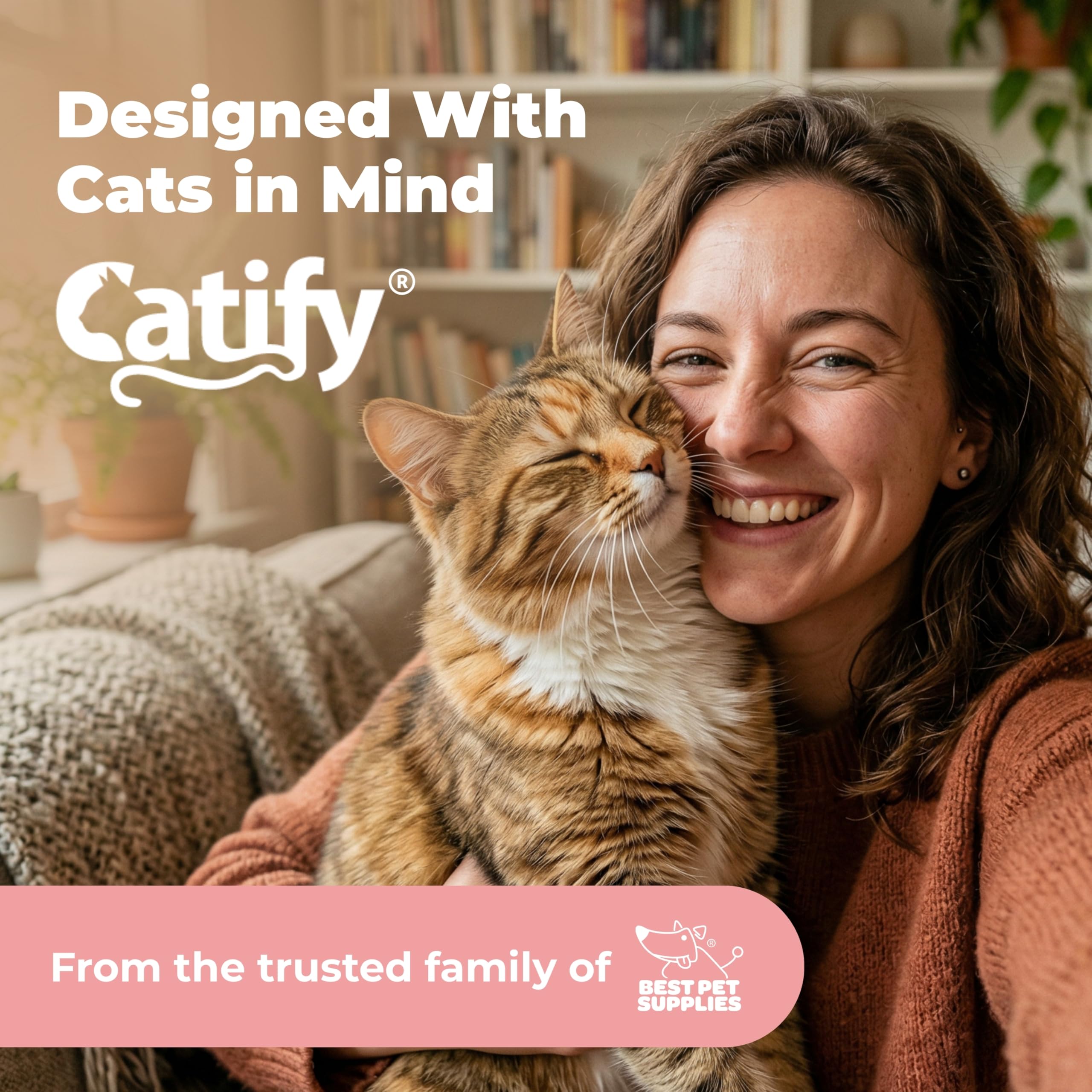 Best Pet Supplies Catify Interaktiver Kratzbaum für Katzen, Stangen, Krallensicher, Möbelschoner, Spielunterstützung, natürliches Katzenverhalten, strapazierfähig, grau, groß