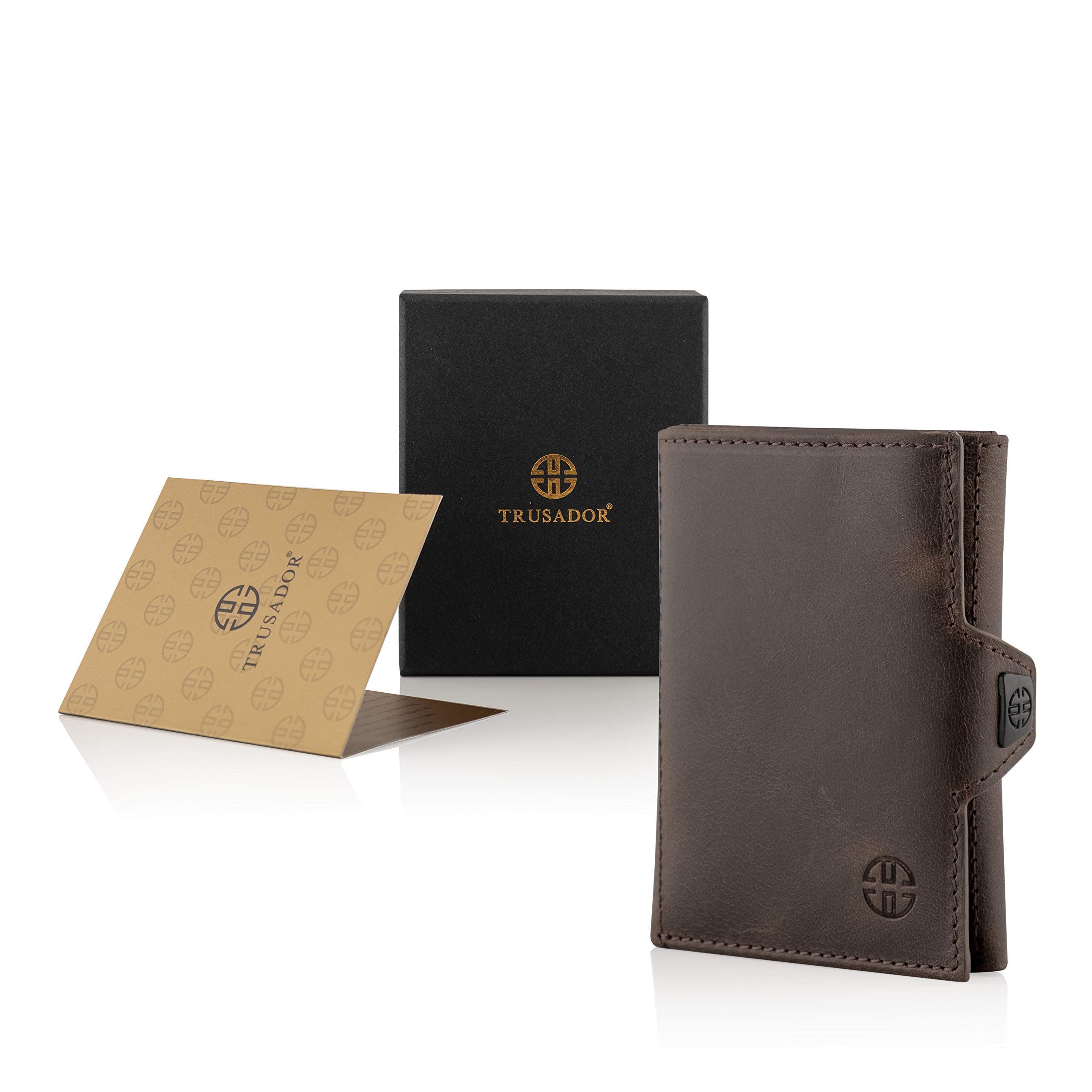 TRUSADOR Verona Unisex RFID Trifold Leder Geldbörsen Fronttasche Geldbörse