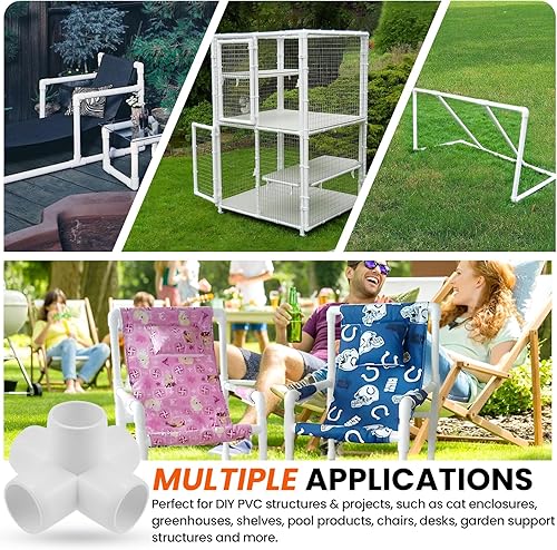 Miniatura 5 de SDTC Tech Paquete de 4 conectores de codo de tubería de grado de muebles de 3 vías de 1 pulgada para estante de PVC DIY, estructura de soporte de