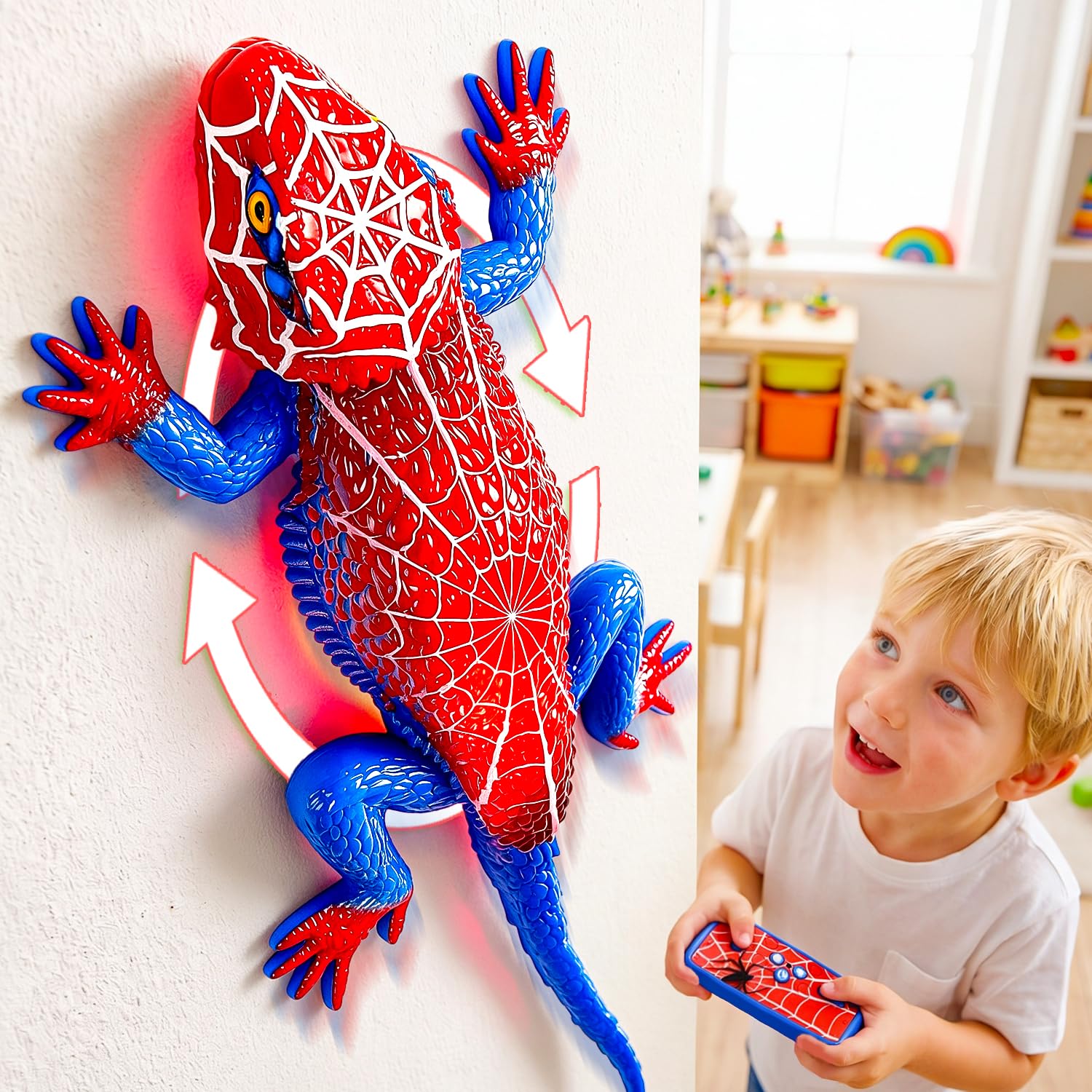 FOTSHARER Wandkletternder Gecko – RC Kletterroboter mit leuchtendem Körper, 360° Drehung & USB-Akku, Geschenkidee für Jungen & Mädchen 4-12 Jahre