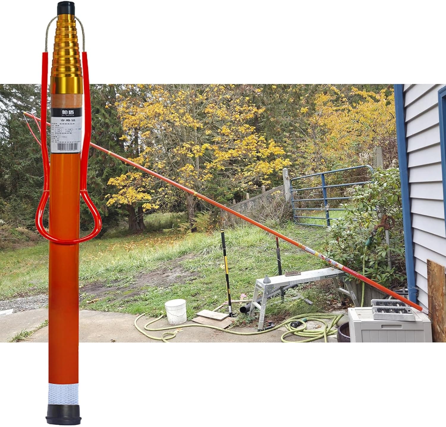 Retractable Fiberglass Pool Safety Pole, Emergency Pools Hooks for Salvage Drowning Swimmers, Heavy-Duty Marine Salvage Rods(6.5m/21.3ft)